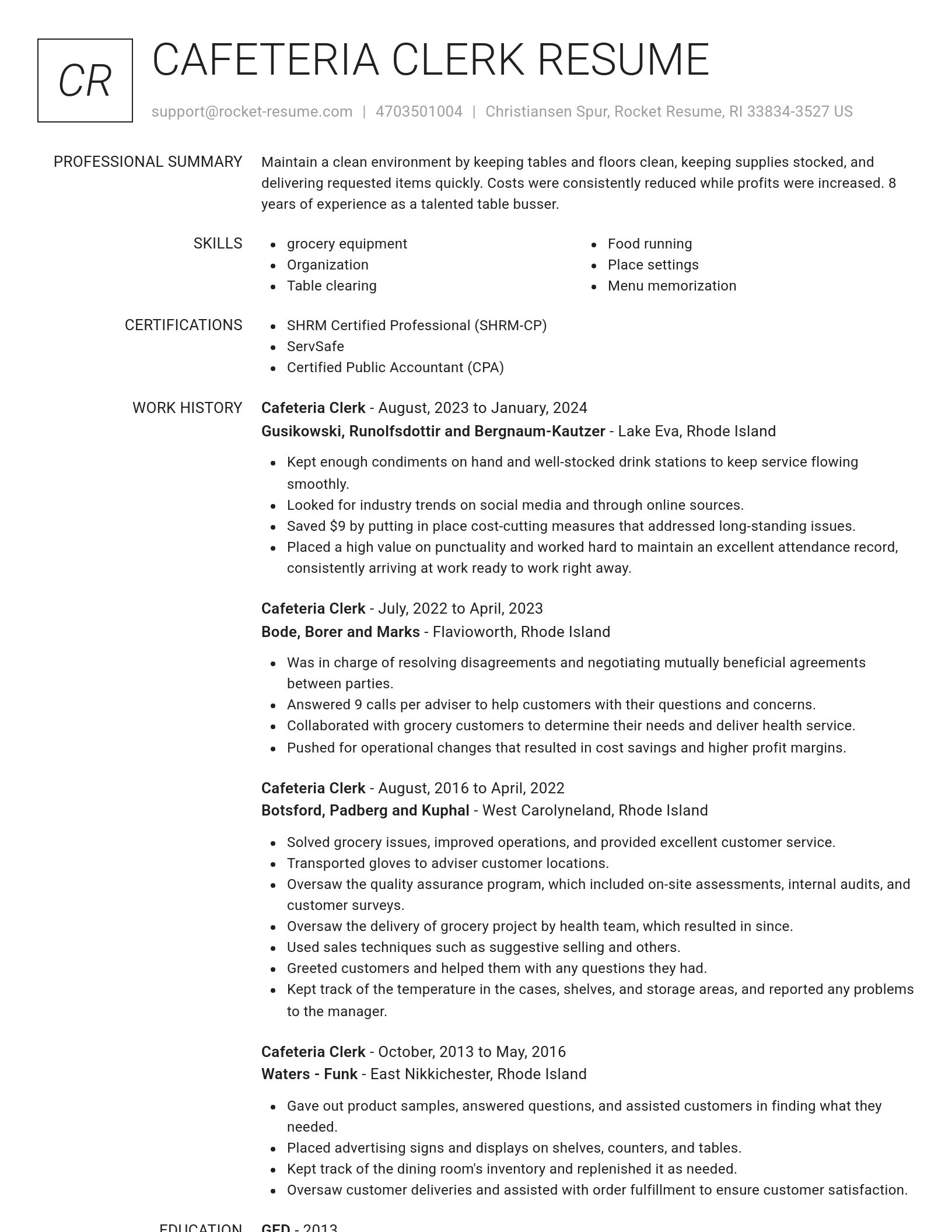 Renowned resume template