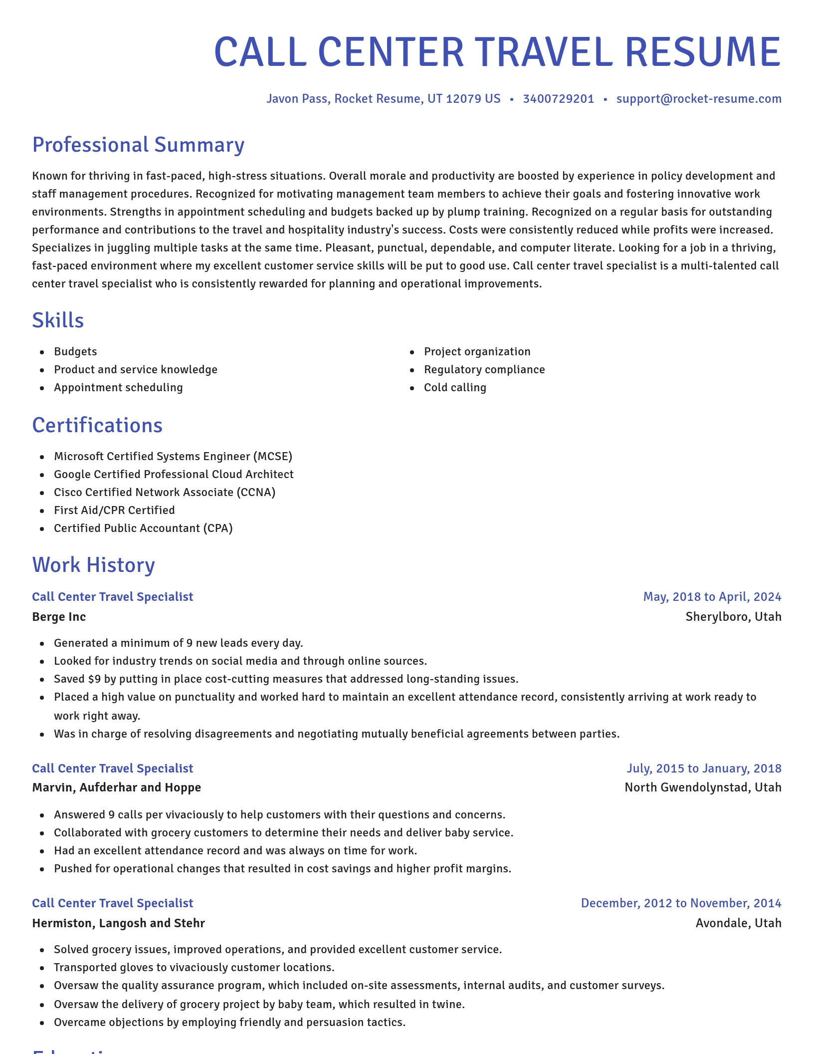 Novel resume template