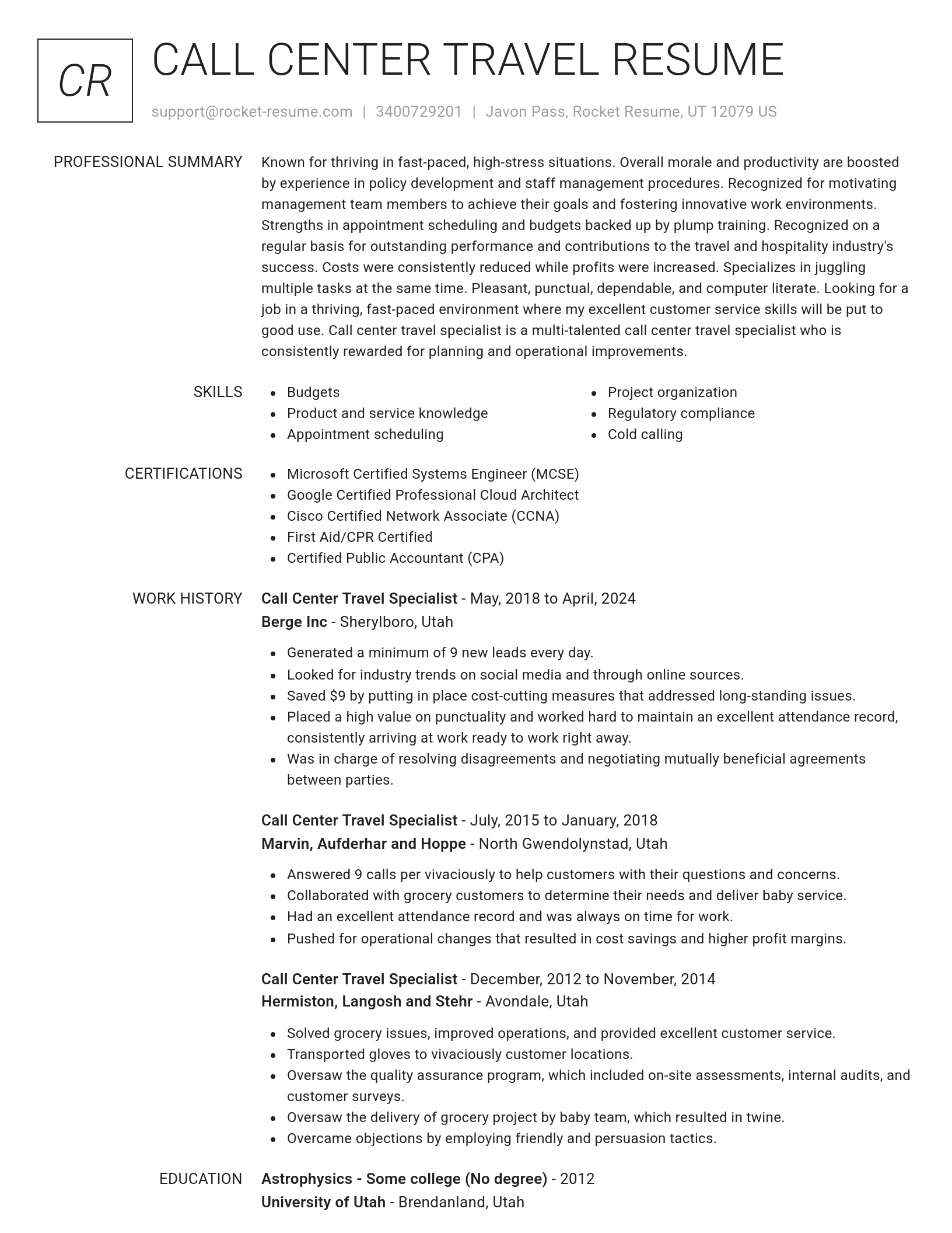 Renowned resume template