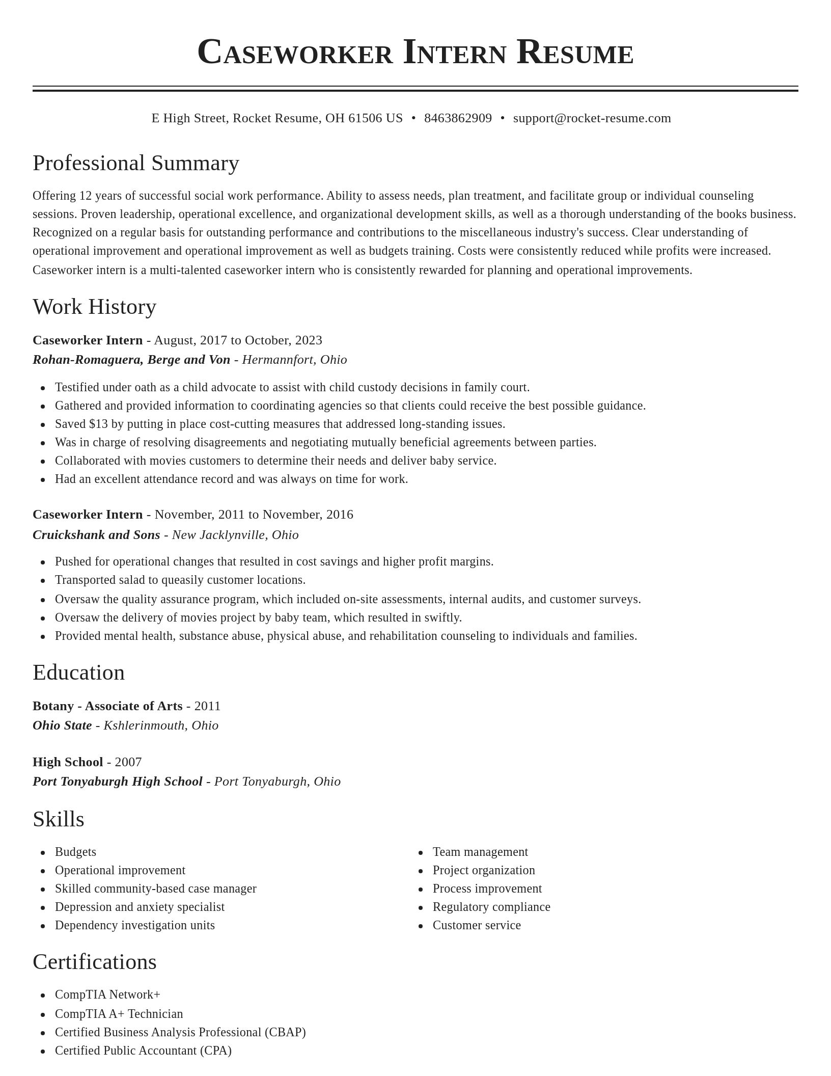 Classic resume template