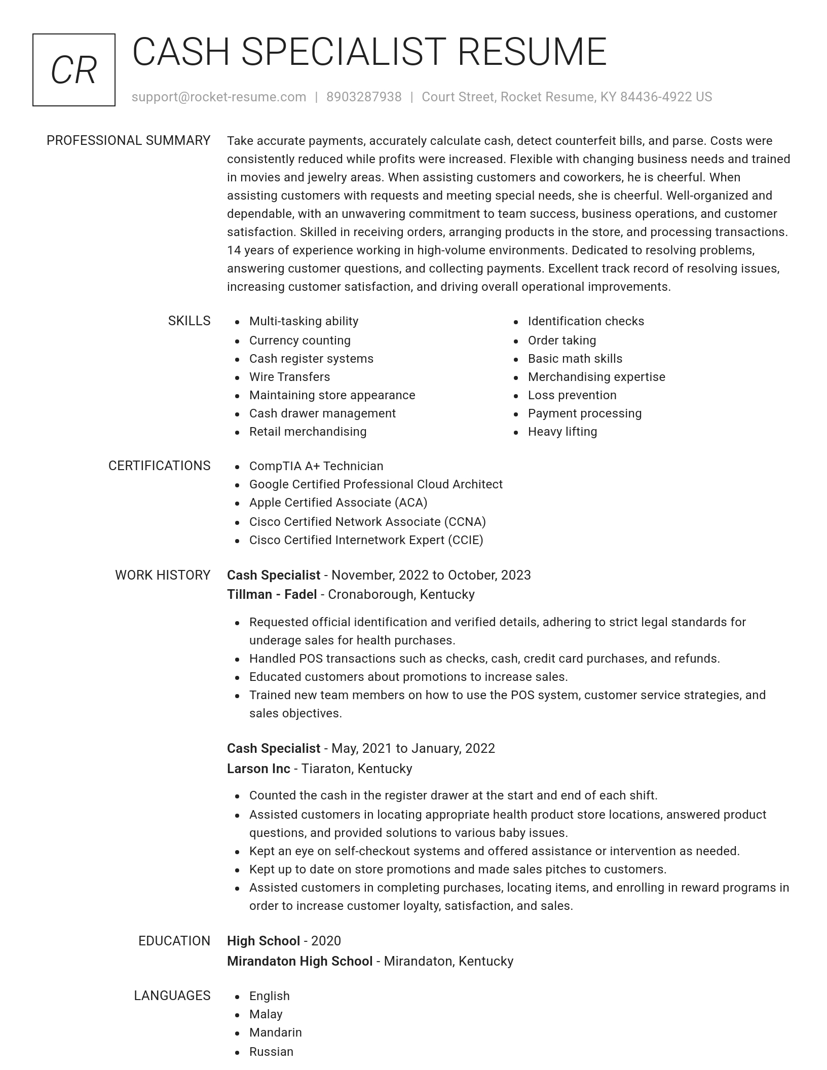 Renowned resume template