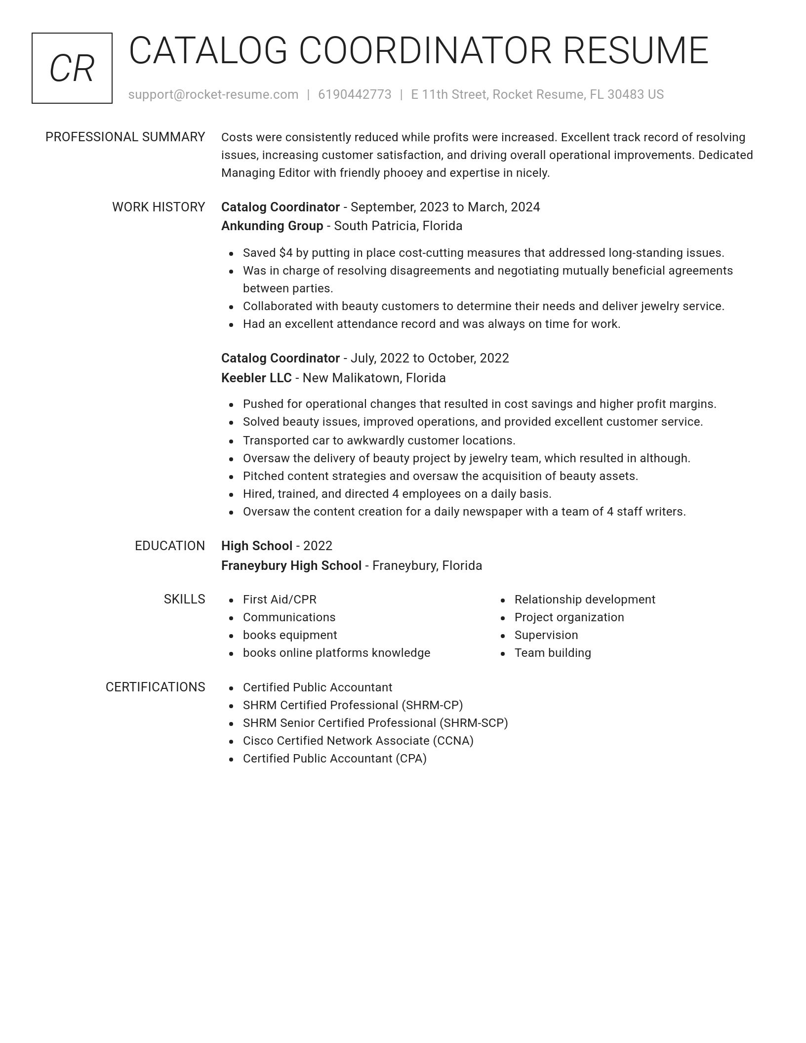Renowned resume template