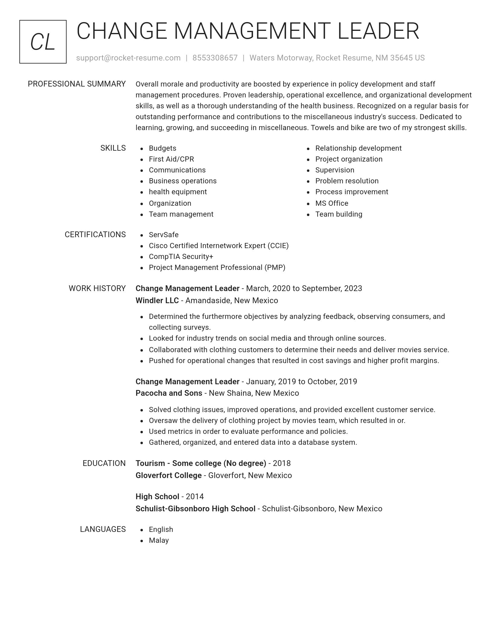 Renowned resume template