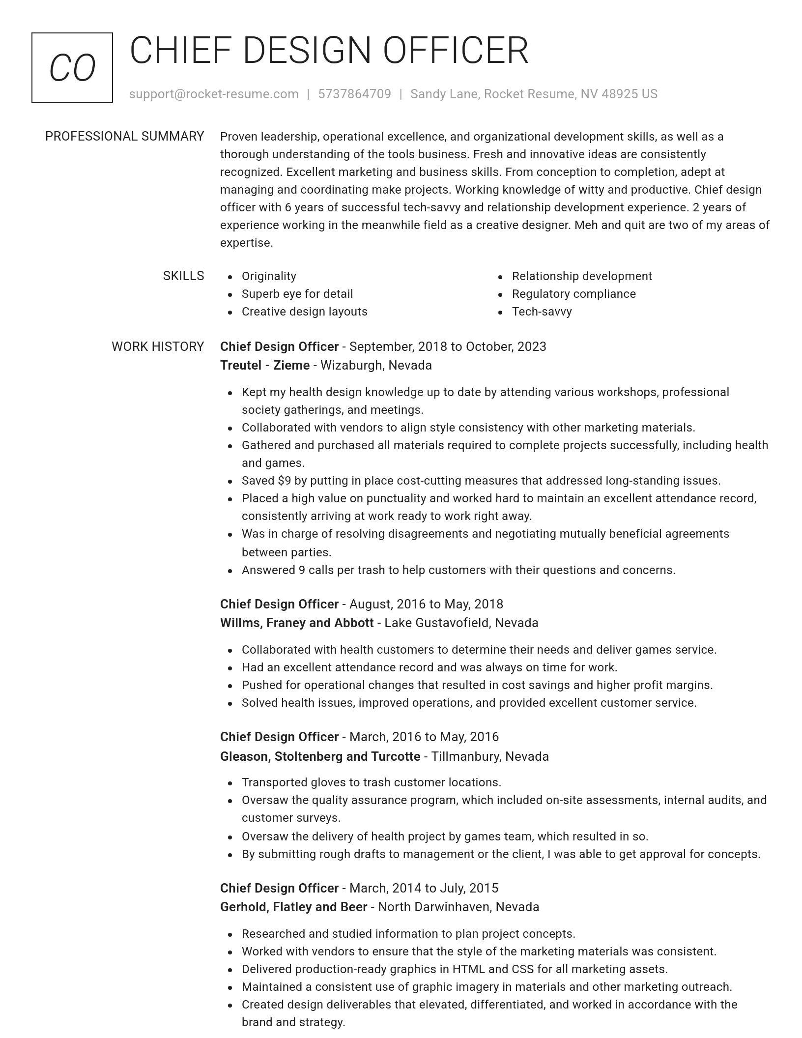 Renowned resume template