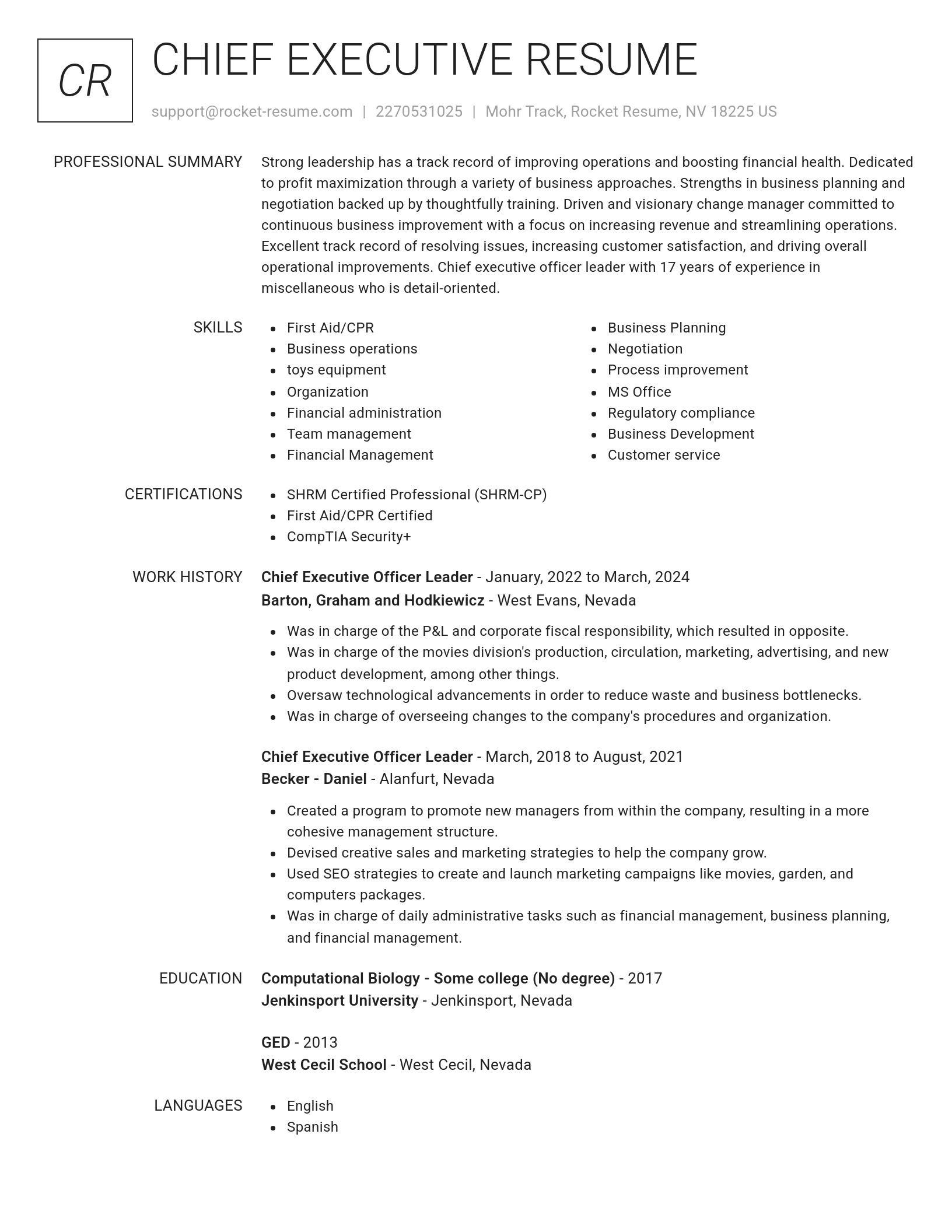 Renowned resume template