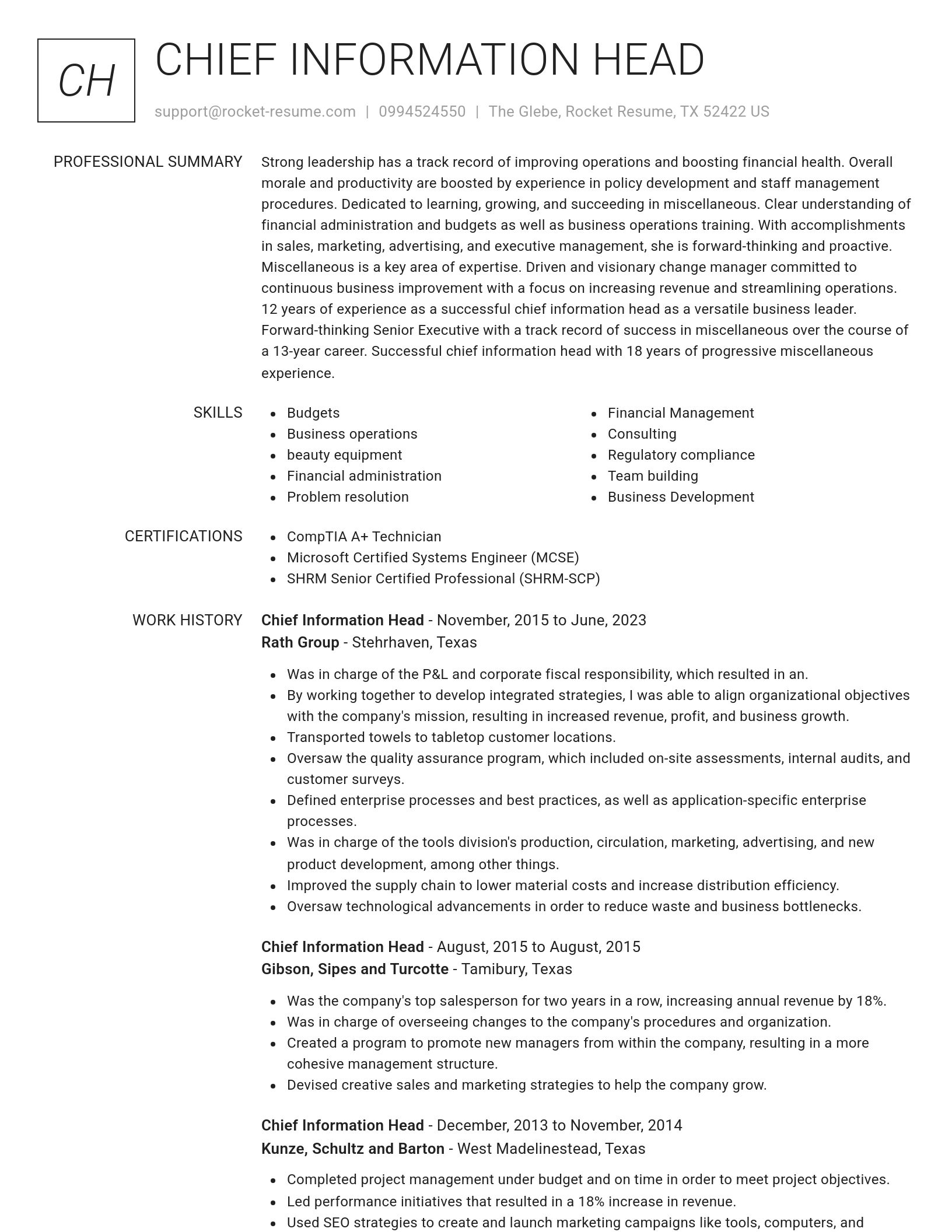 Renowned resume template