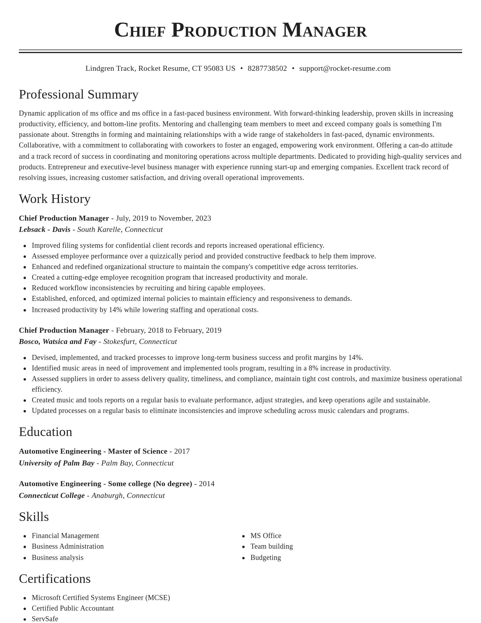 Classic resume template