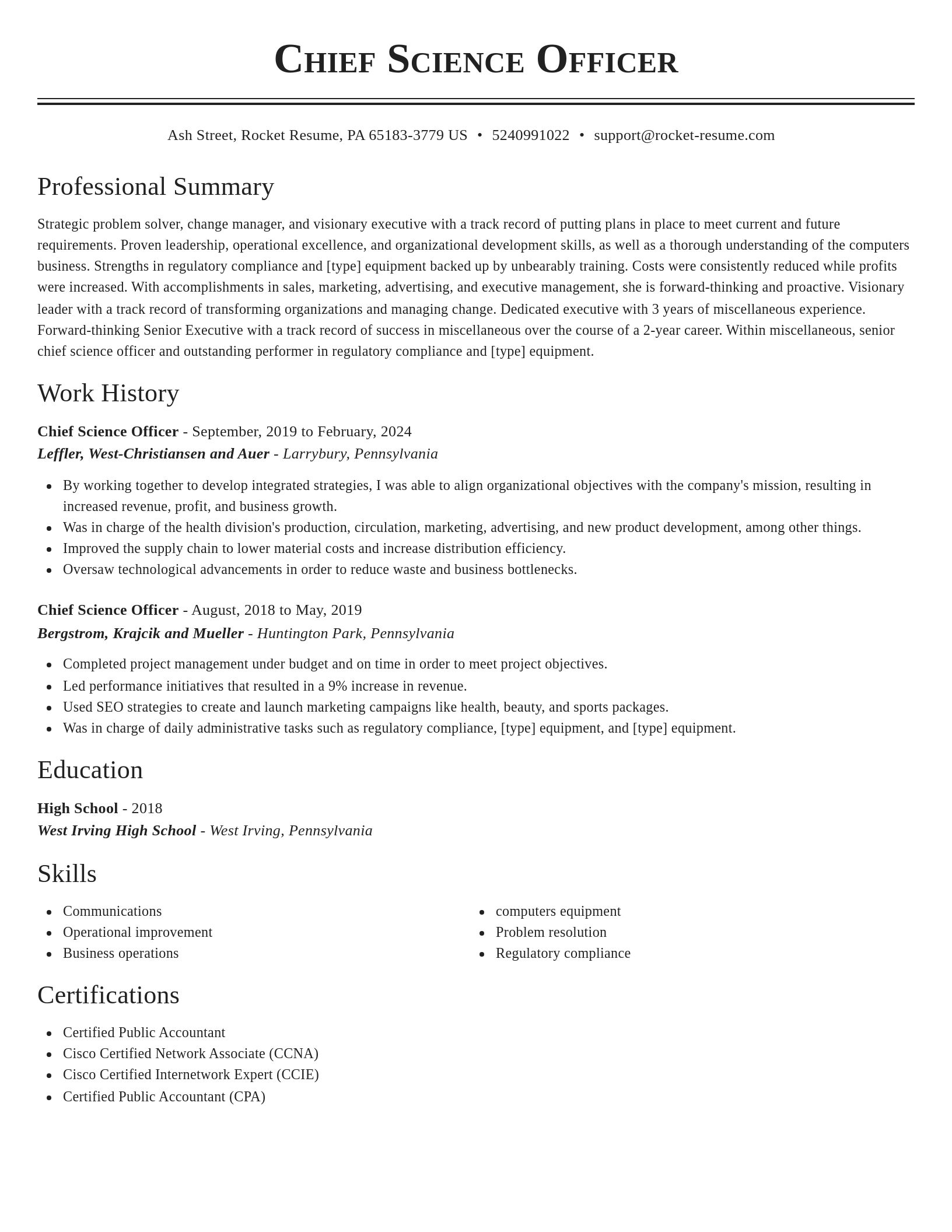 Classic resume template