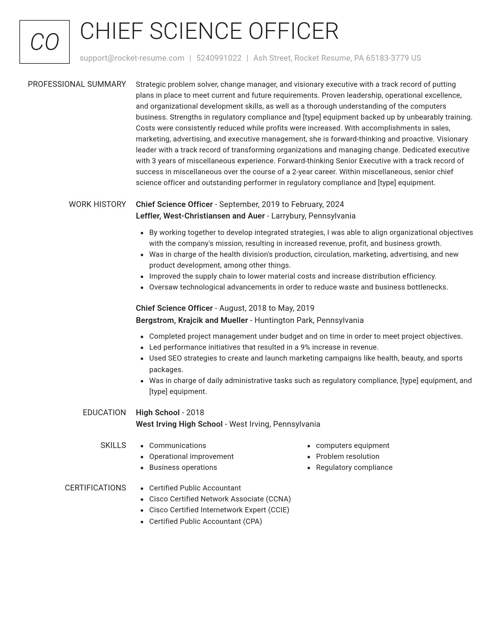 Renowned resume template