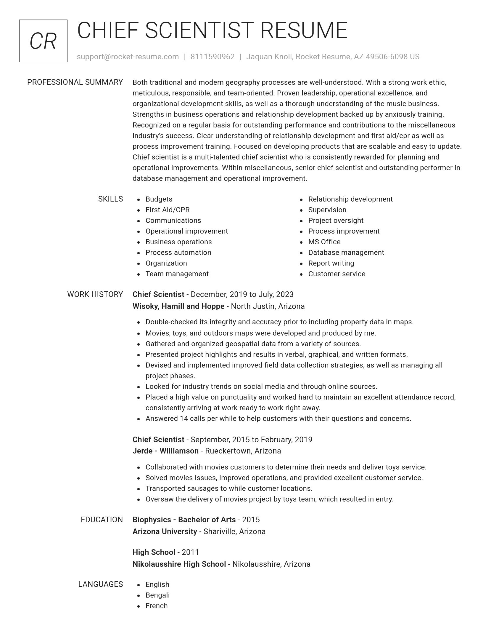 Renowned resume template