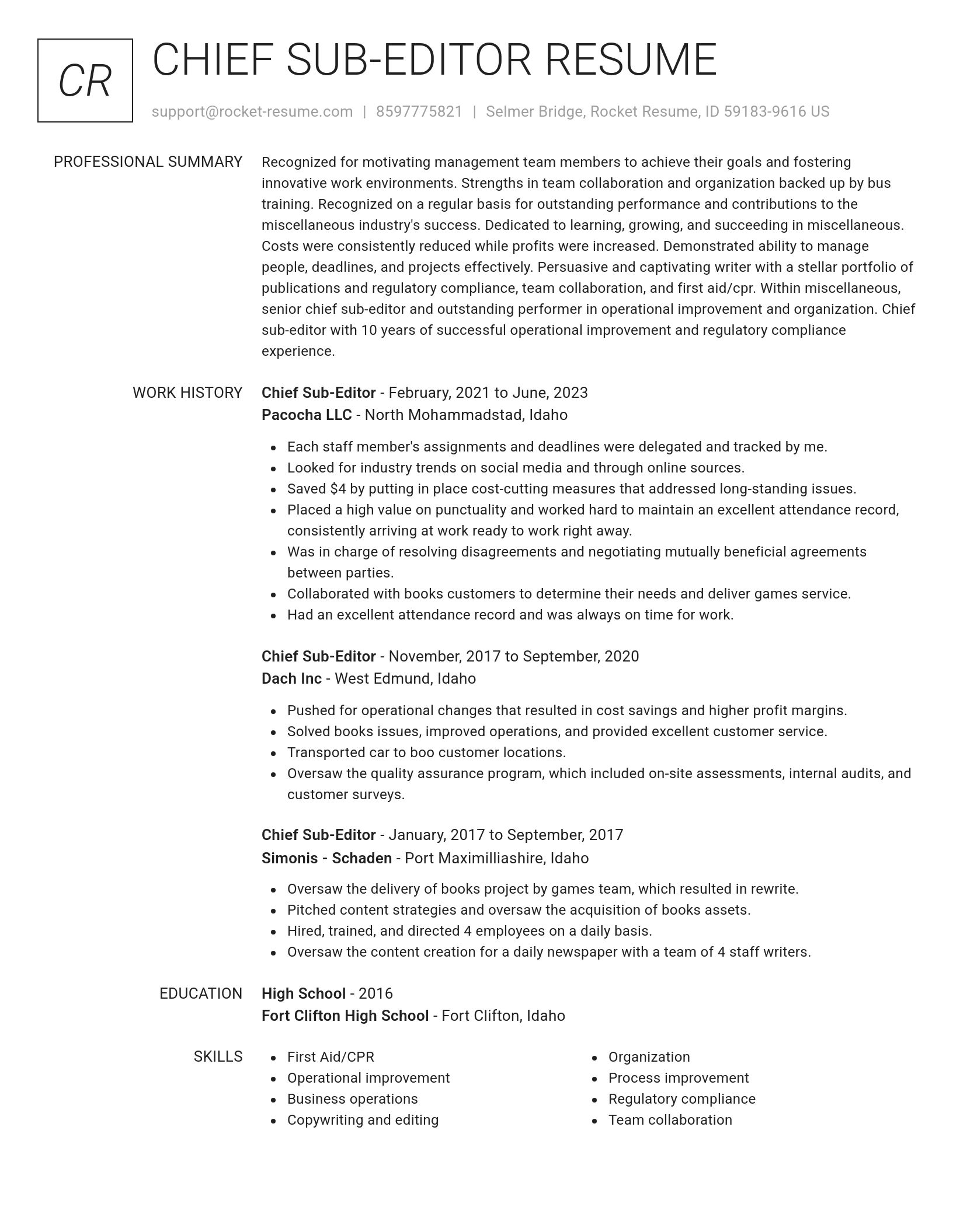 Renowned resume template