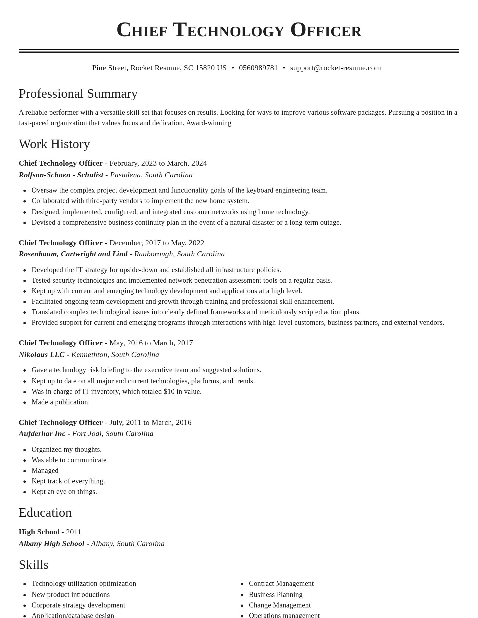 Classic resume template