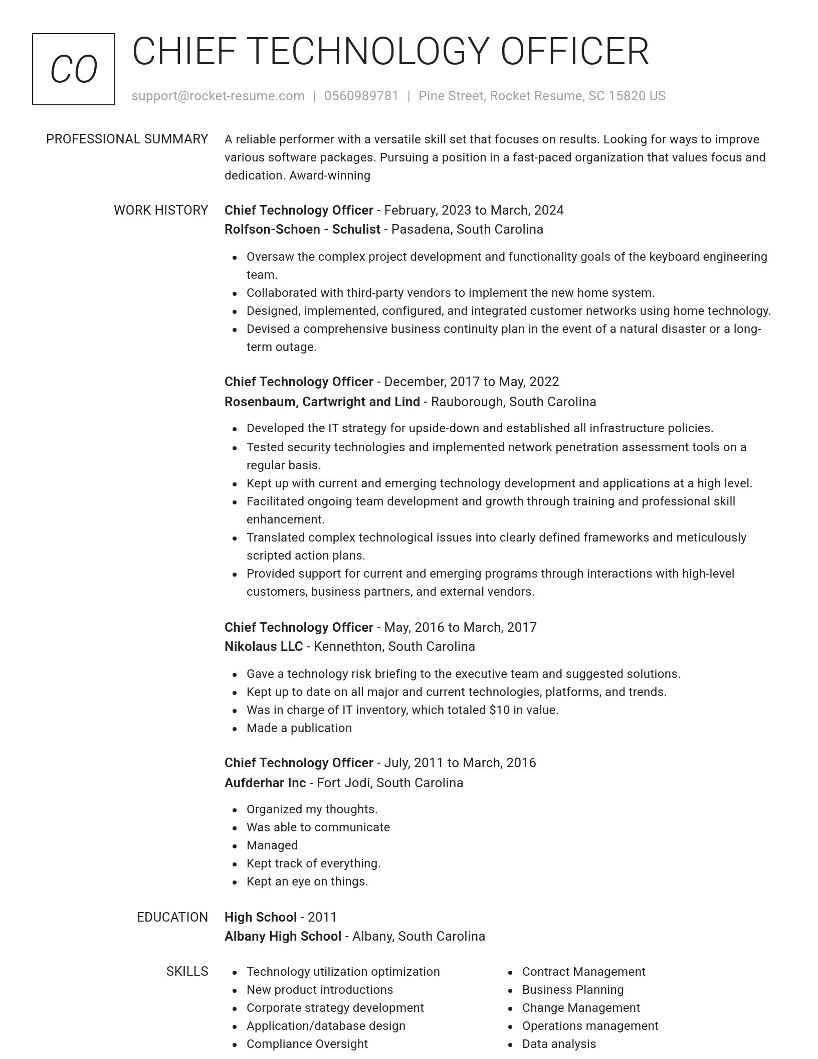 Renowned resume template
