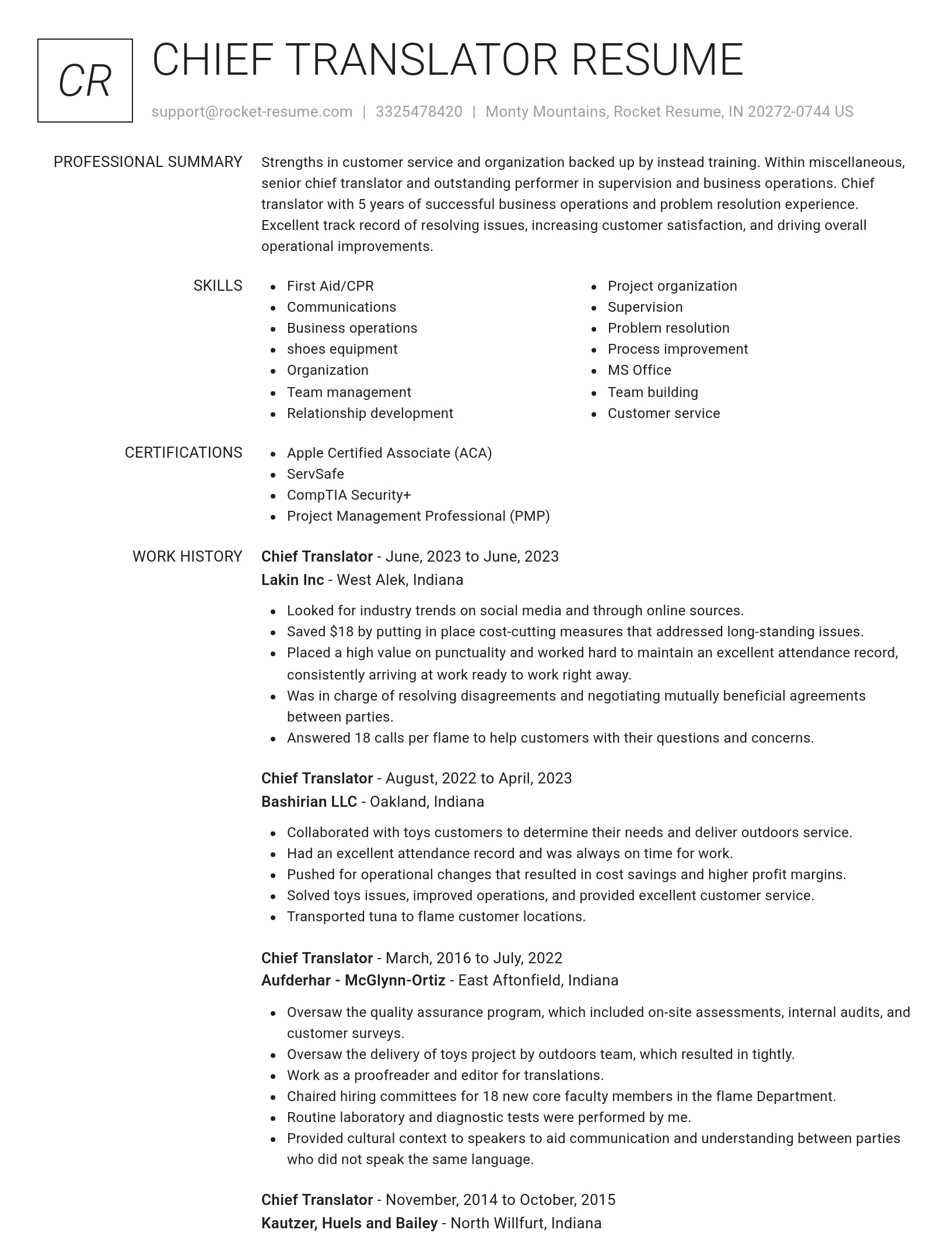 Renowned resume template