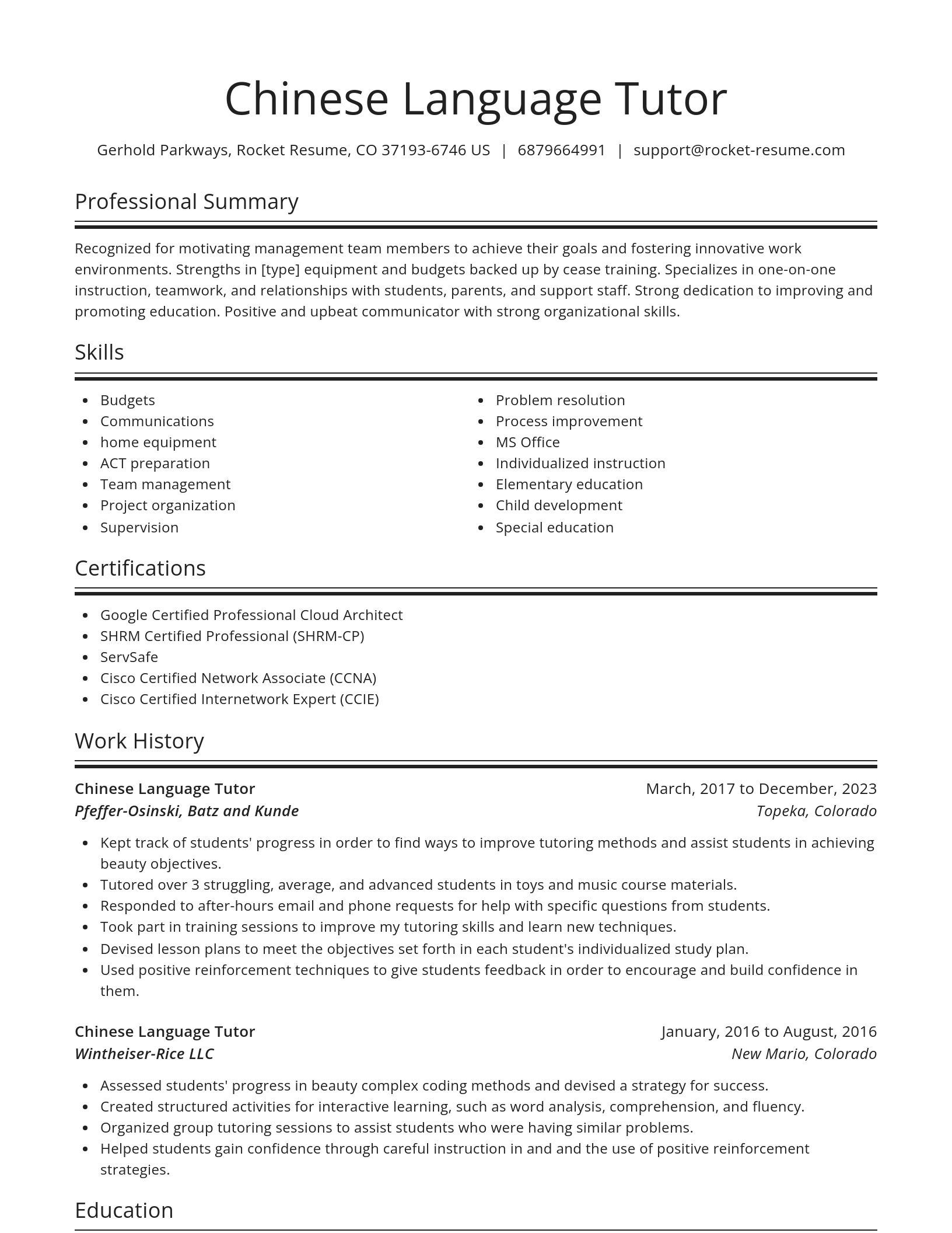 Spotlight resume template