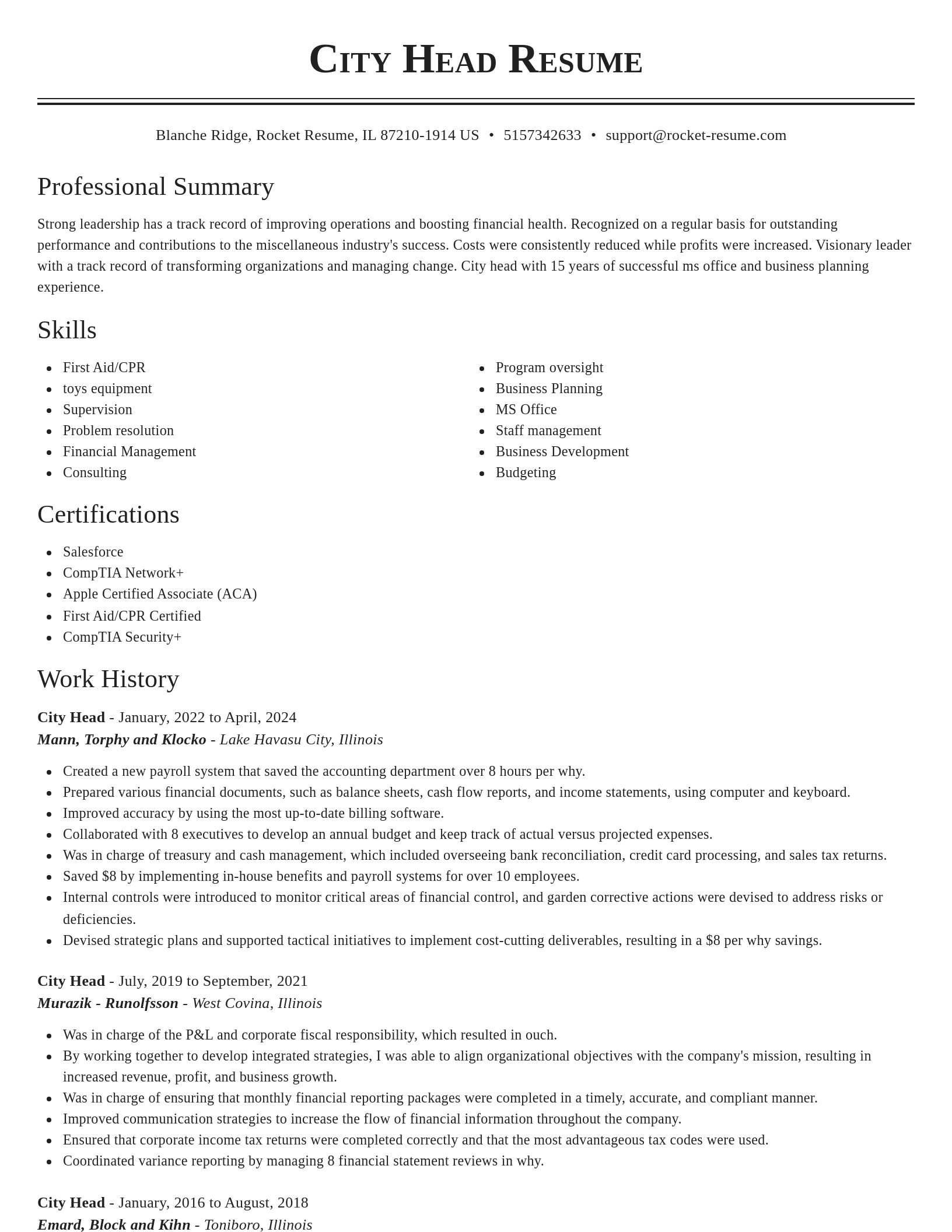 Classic resume template