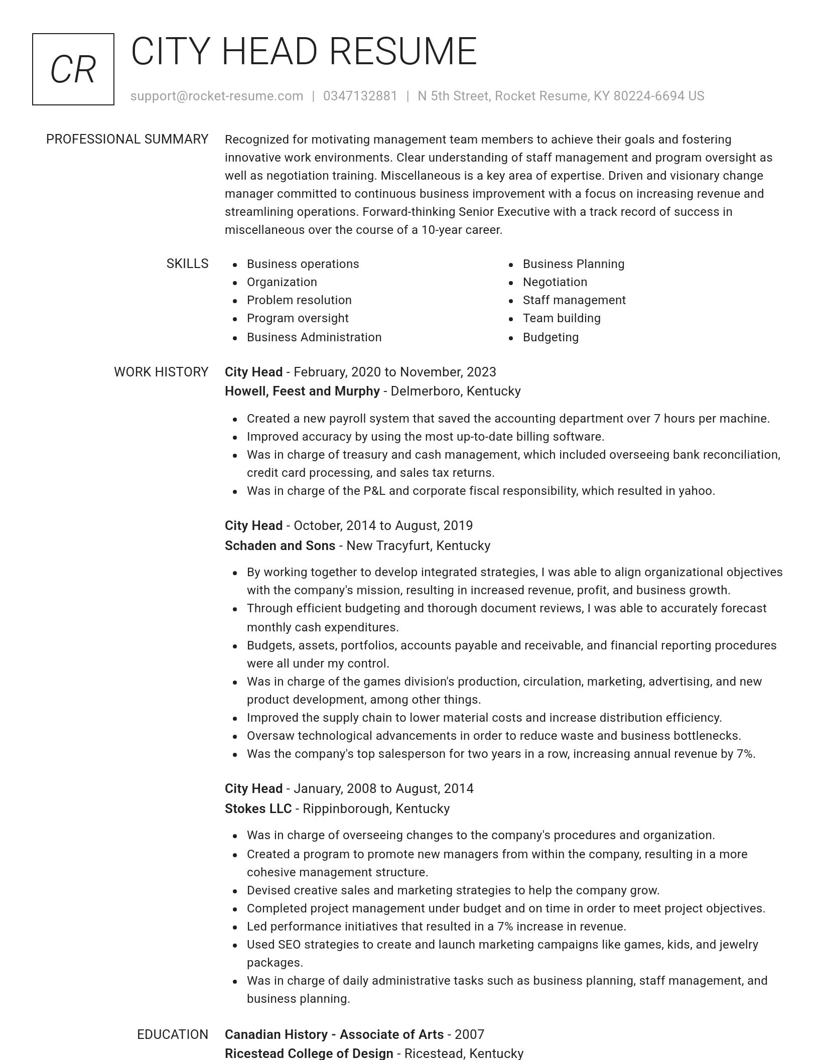 Renowned resume template