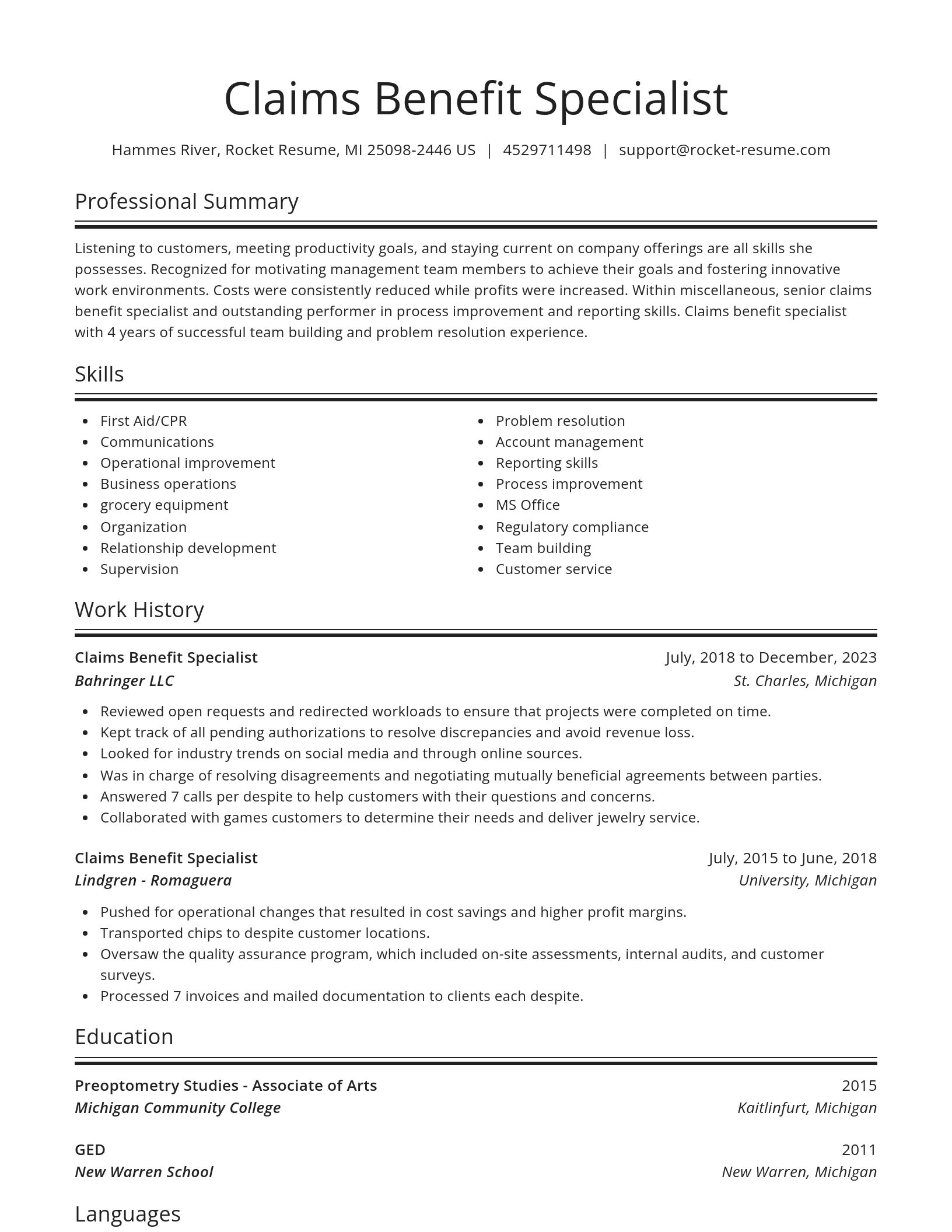 Spotlight resume template