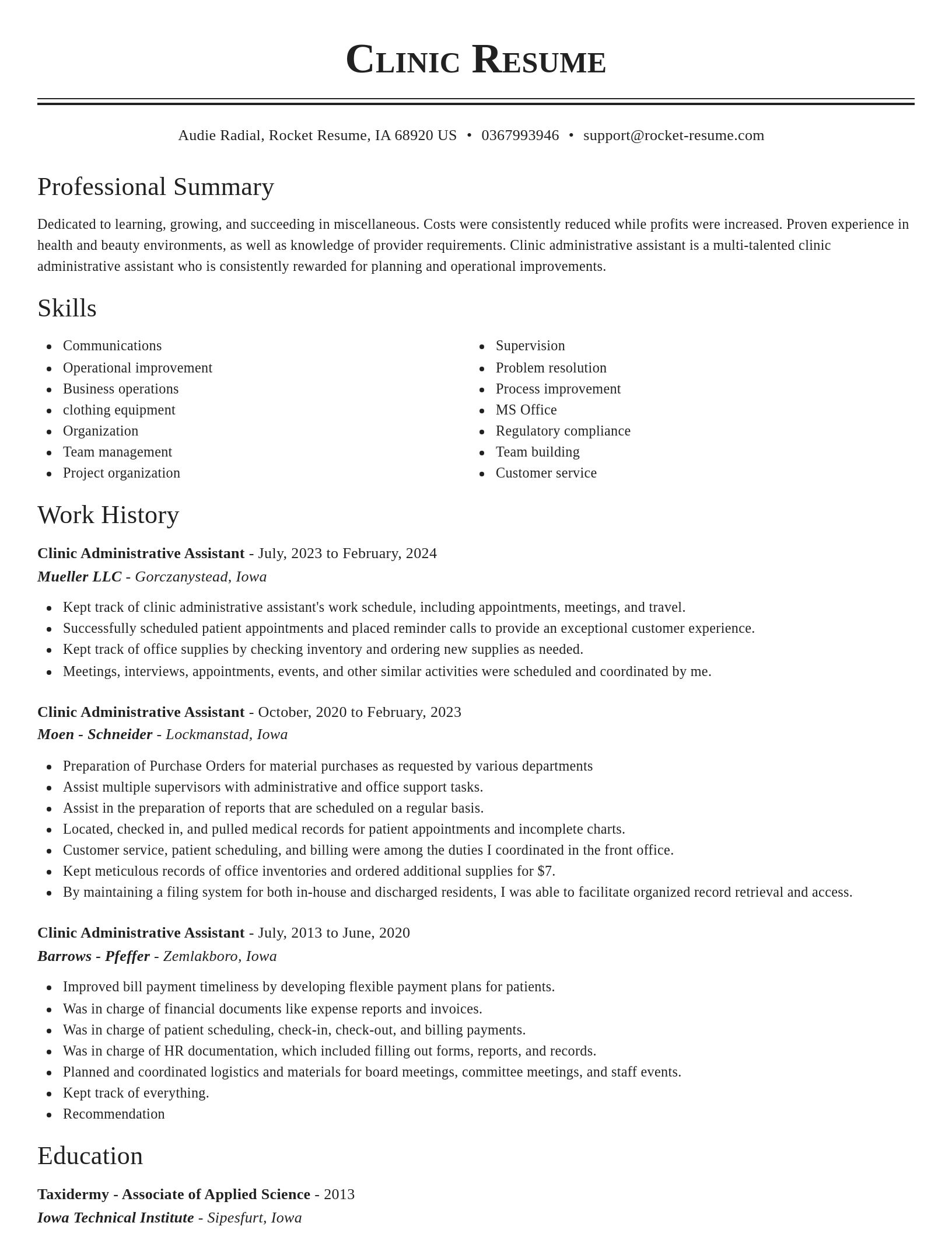Classic resume template