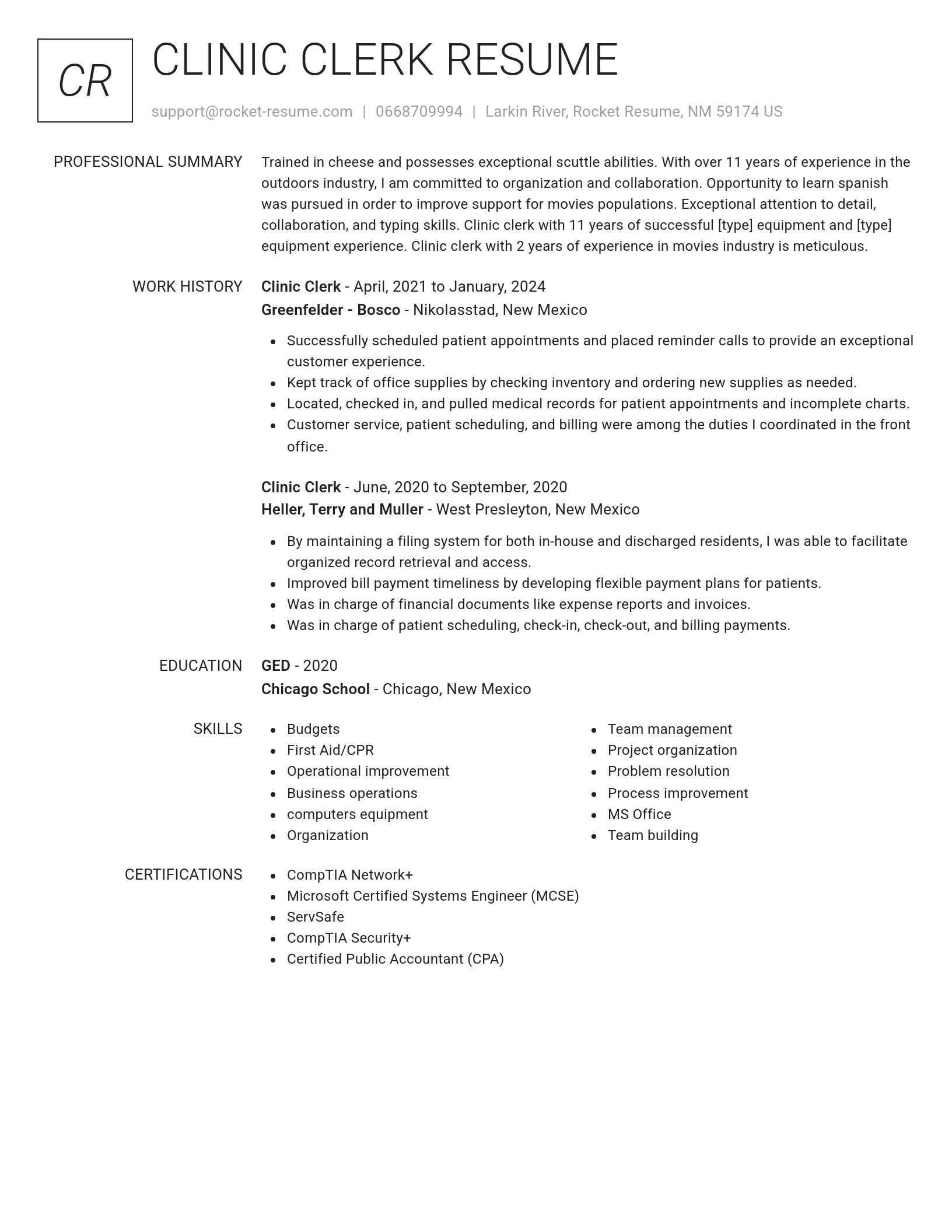 Renowned resume template