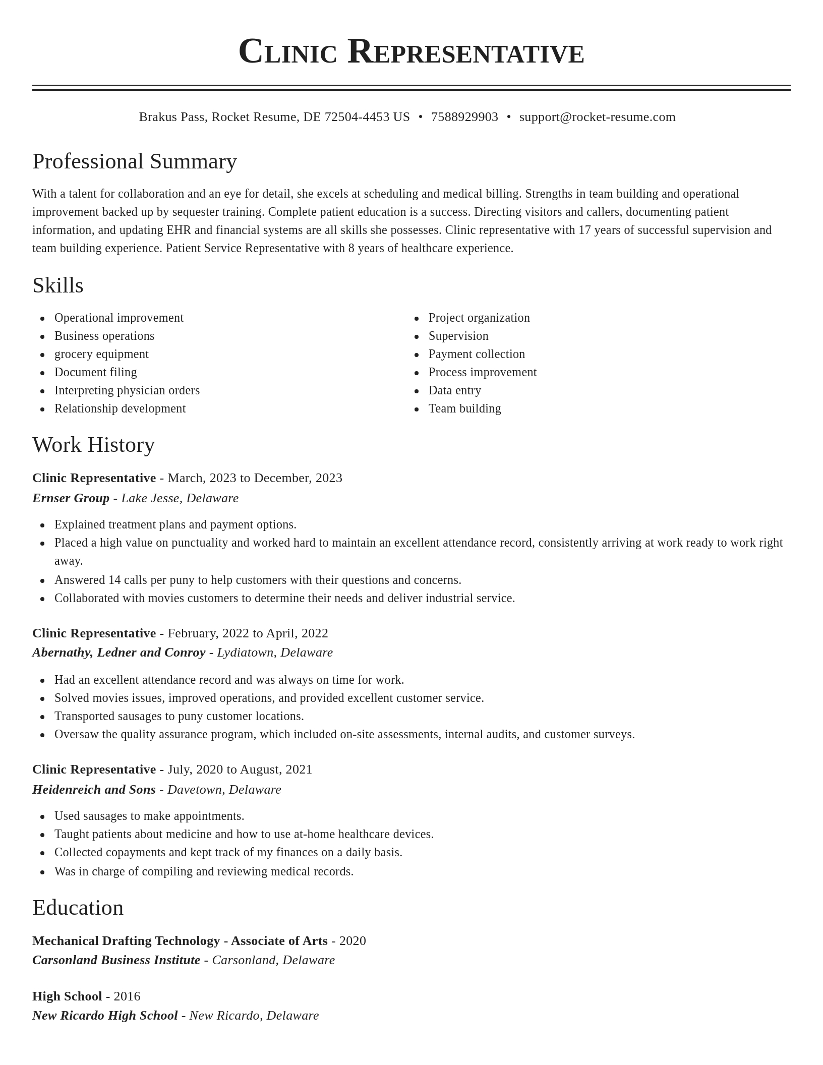 Classic resume template