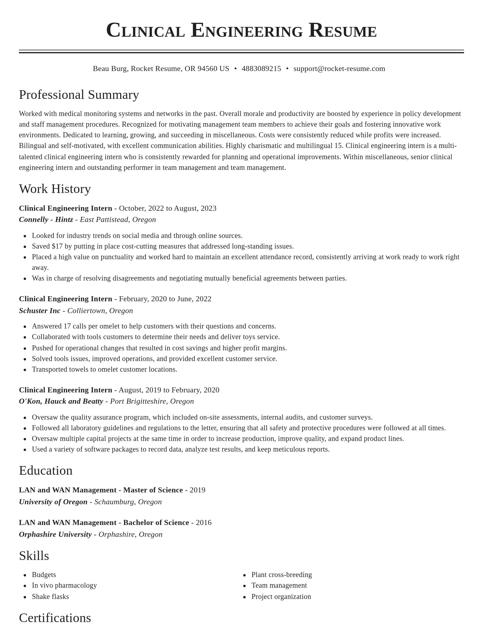Classic resume template