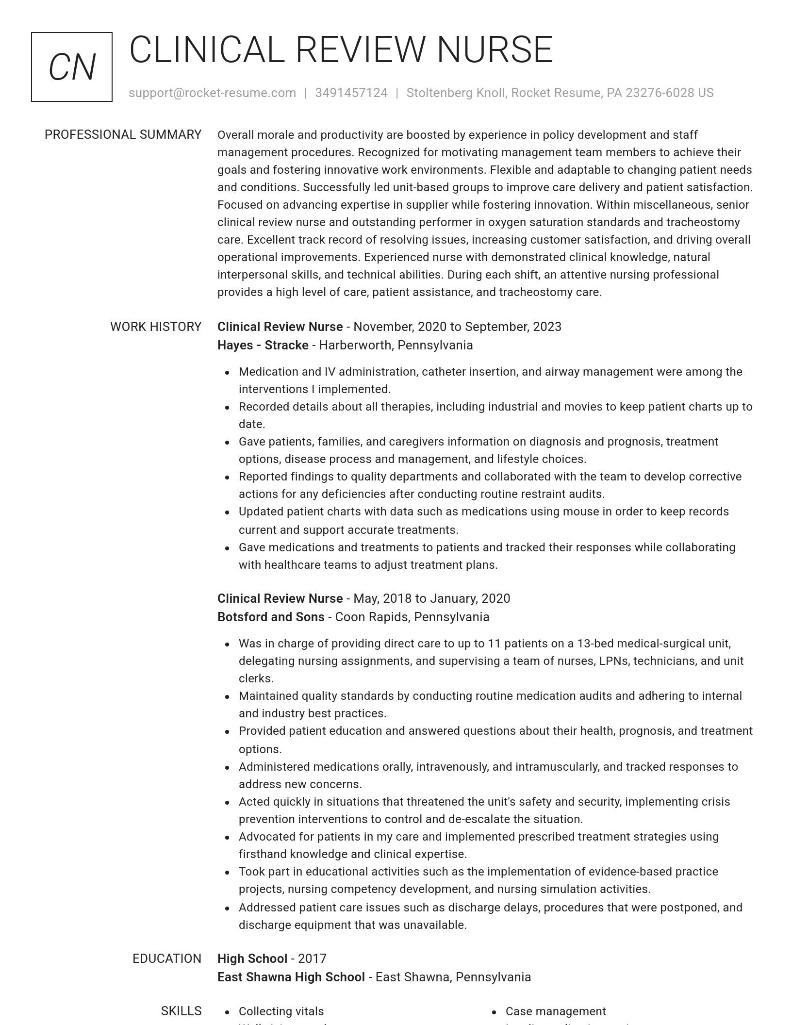 Renowned resume template