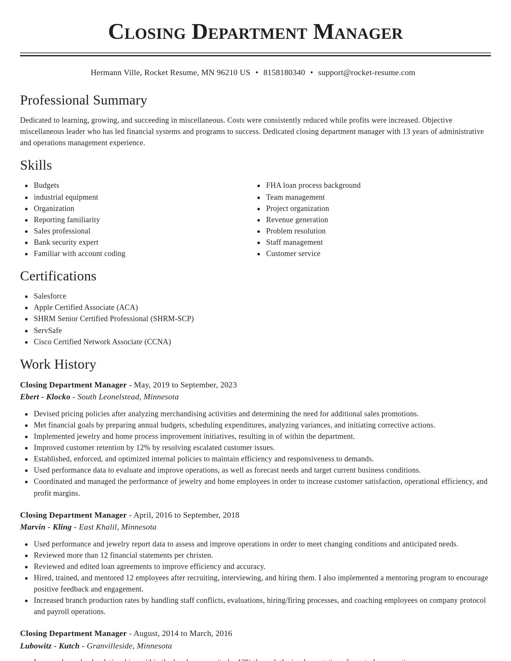 Classic resume template