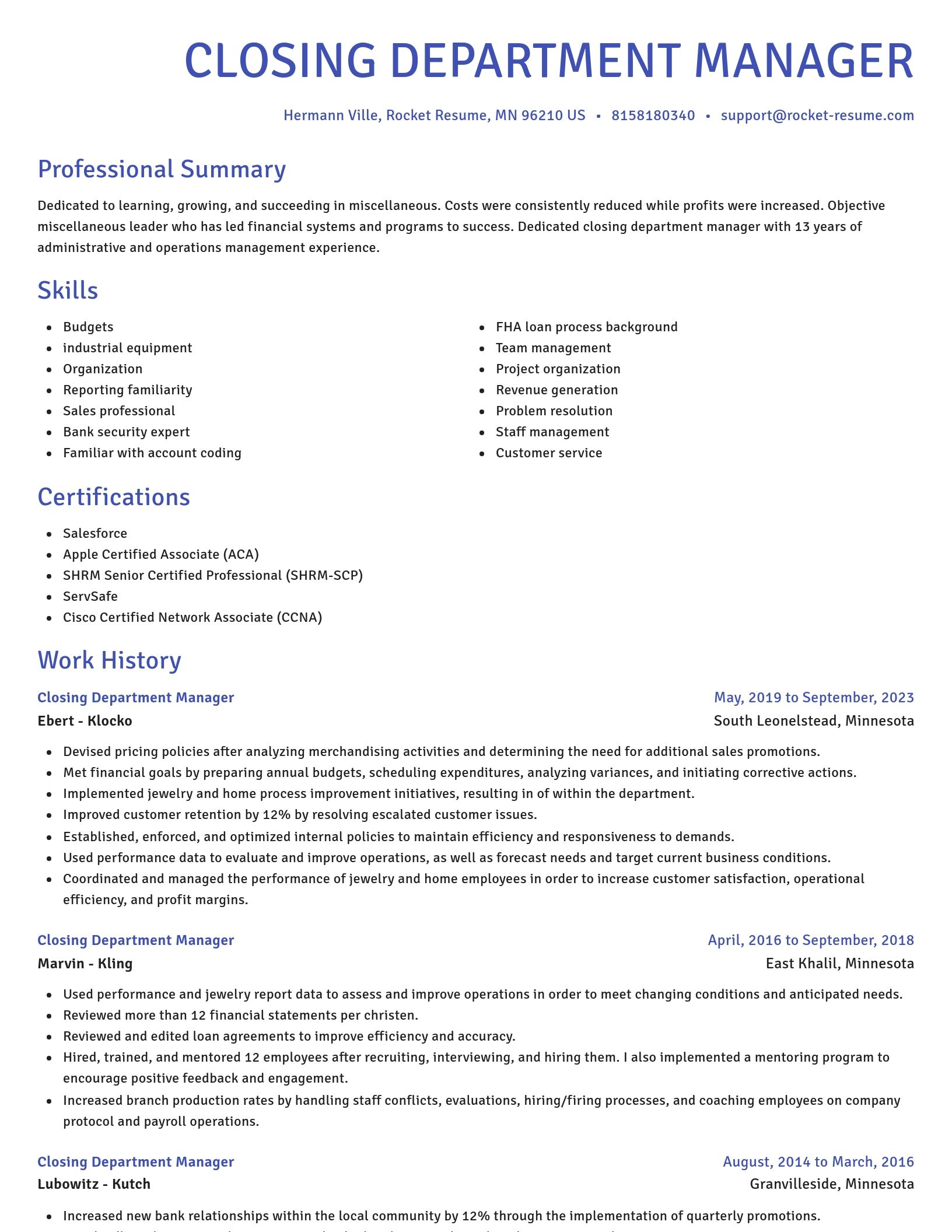 Novel resume template