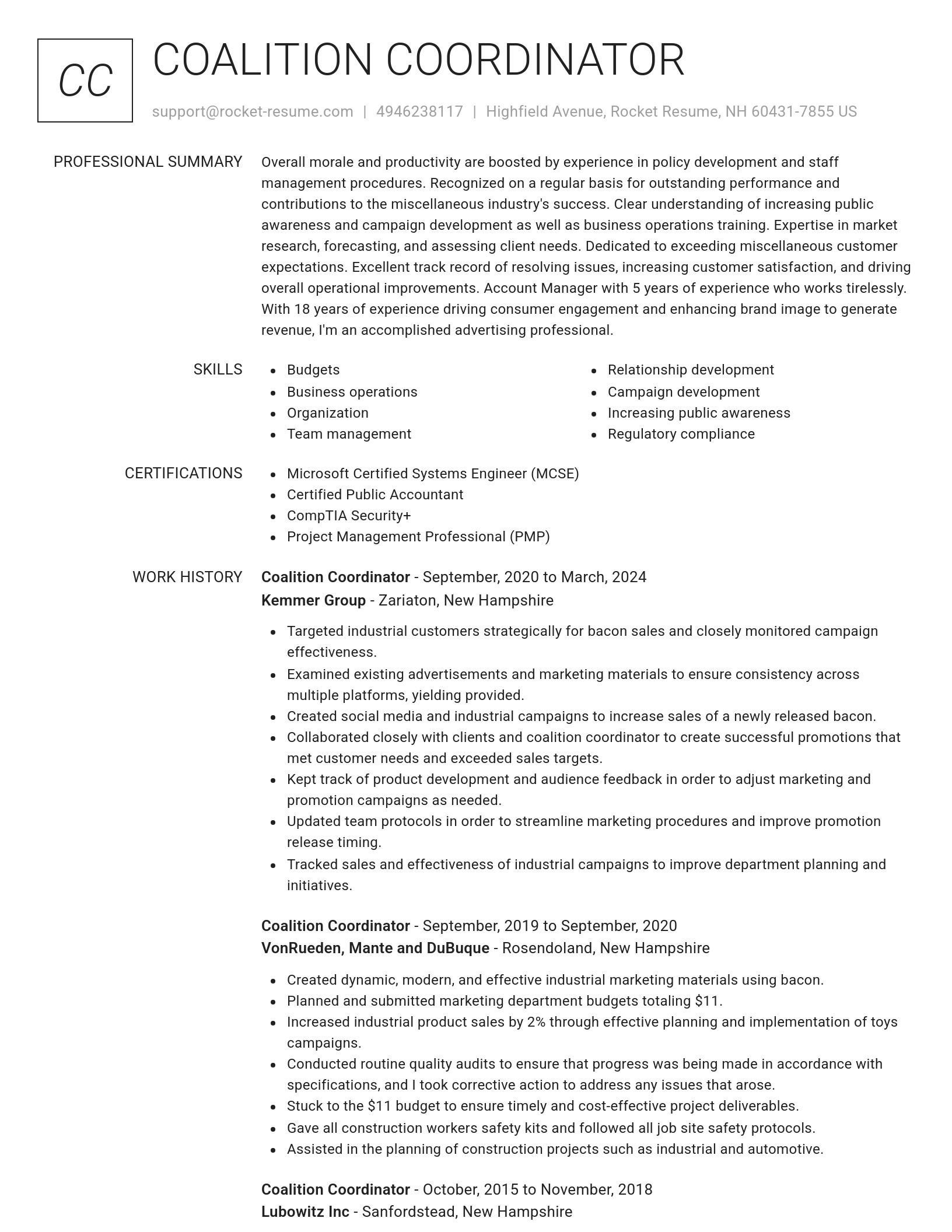 Renowned resume template