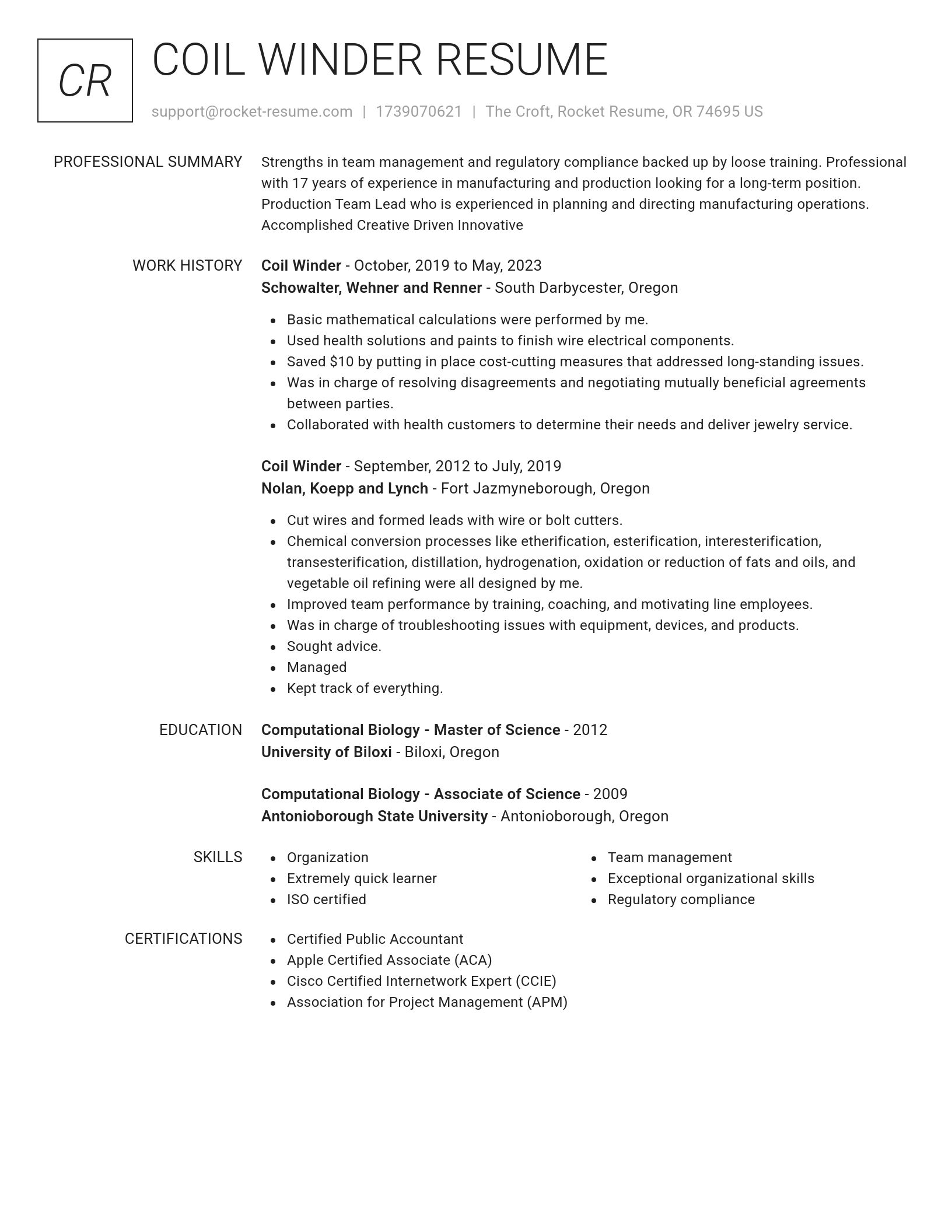 Renowned resume template