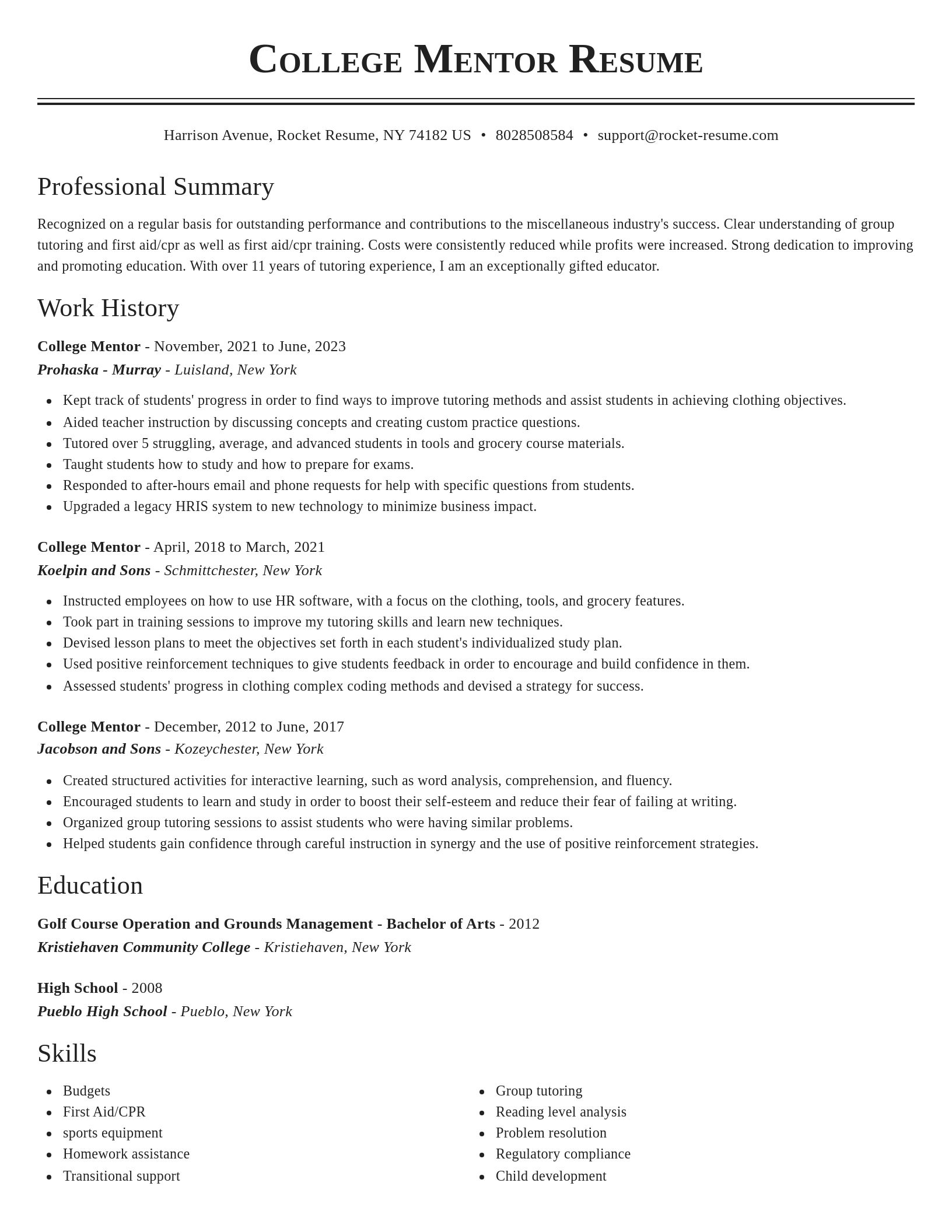Classic resume template