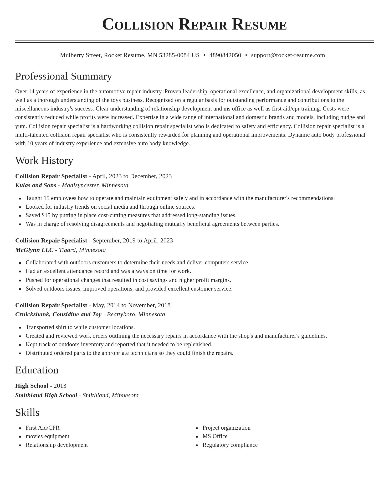 Classic resume template