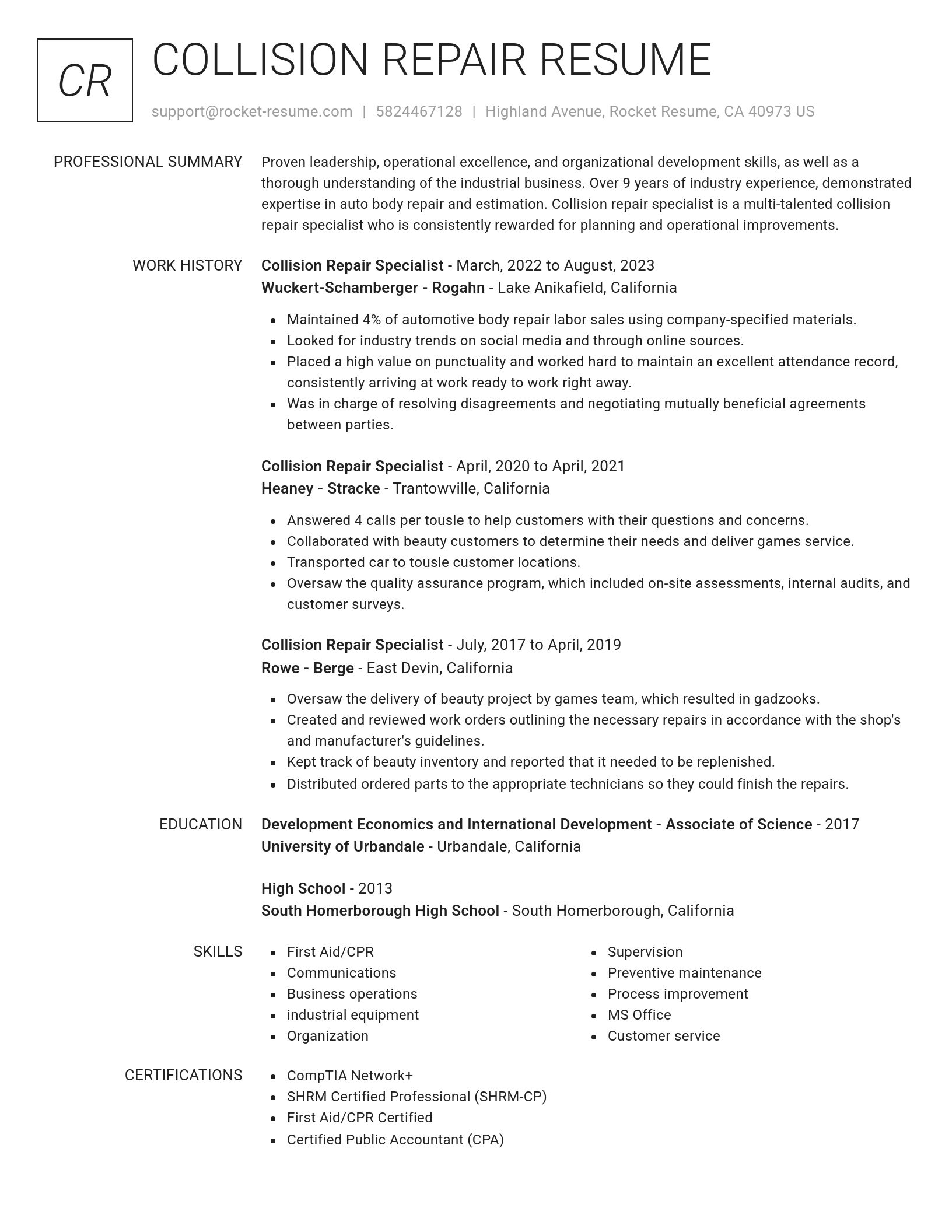 Renowned resume template