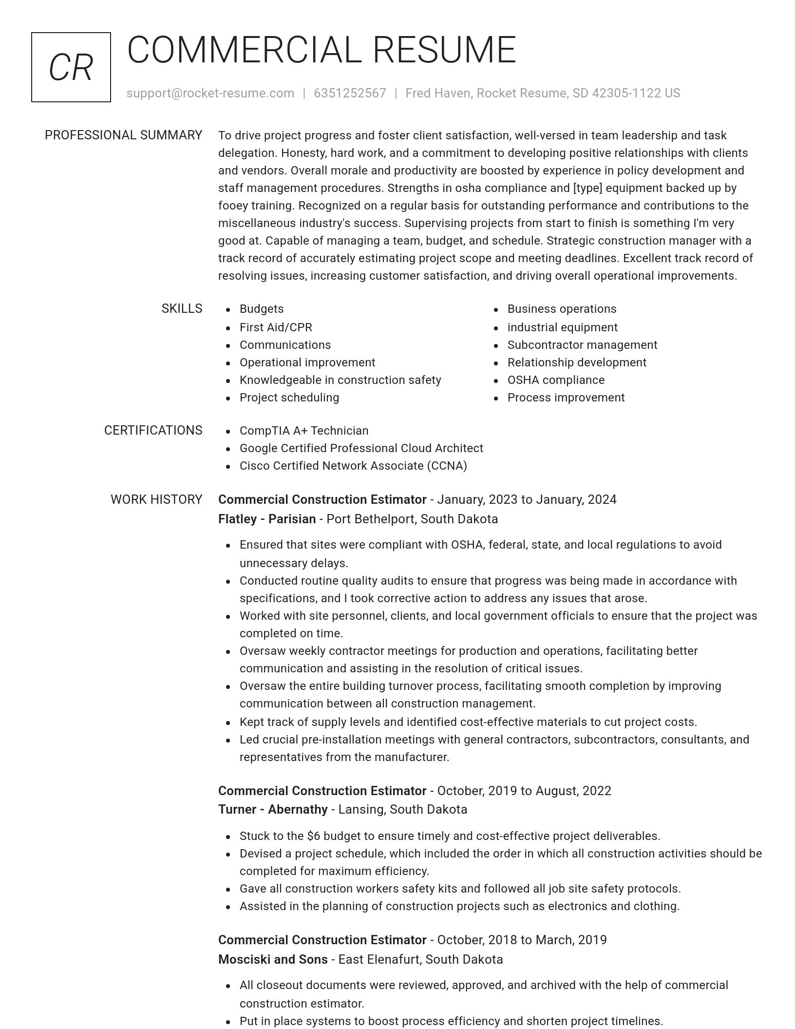 Renowned resume template