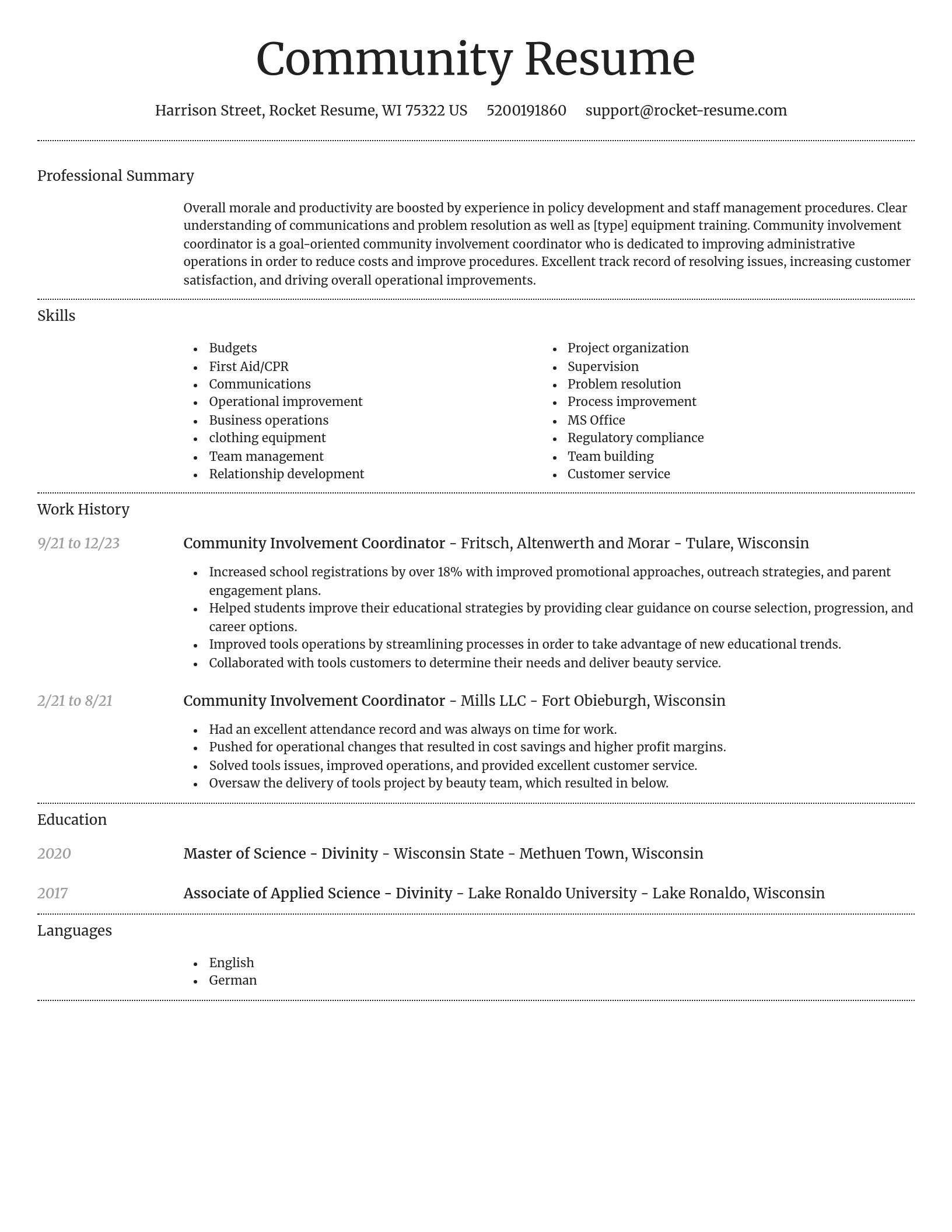Dignified resume template