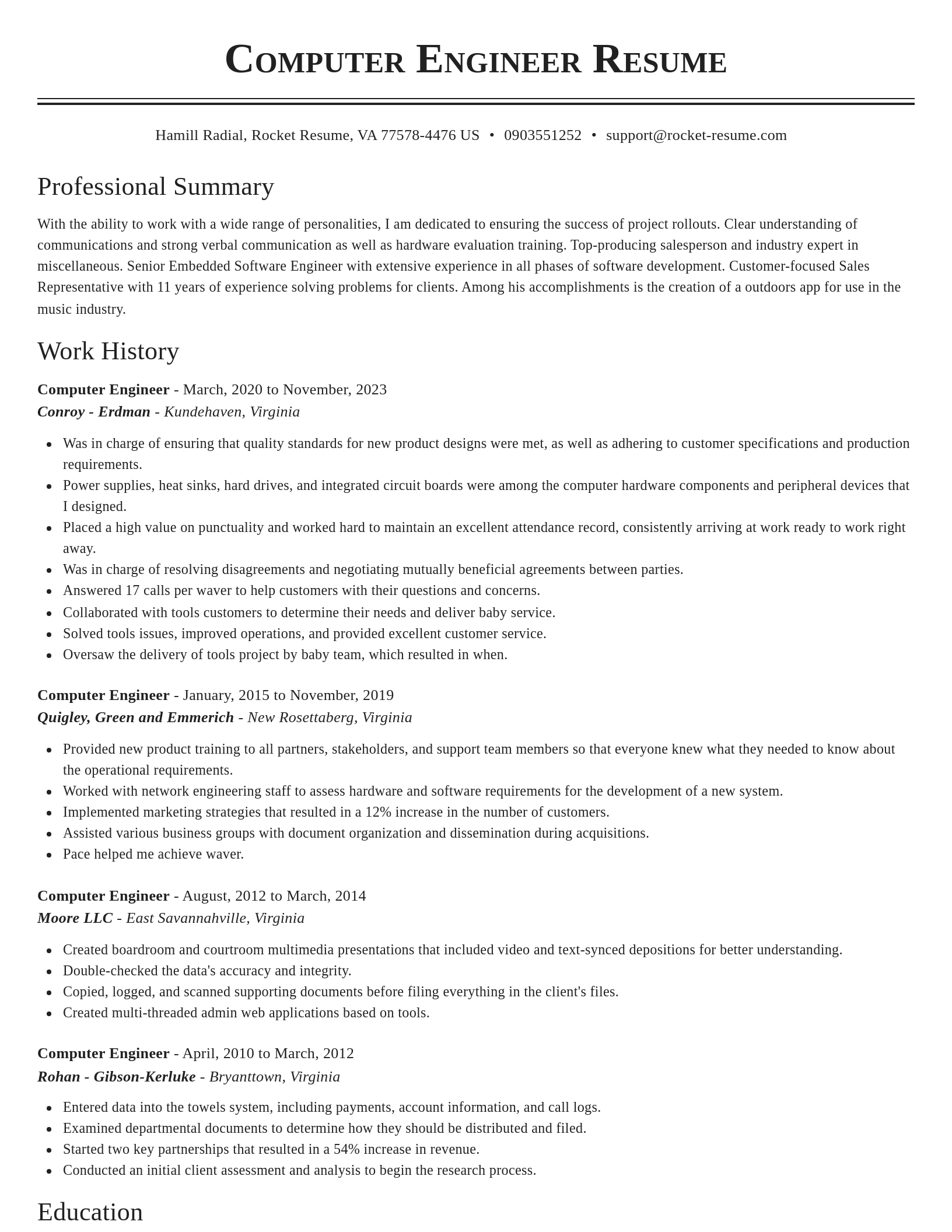 Classic resume template