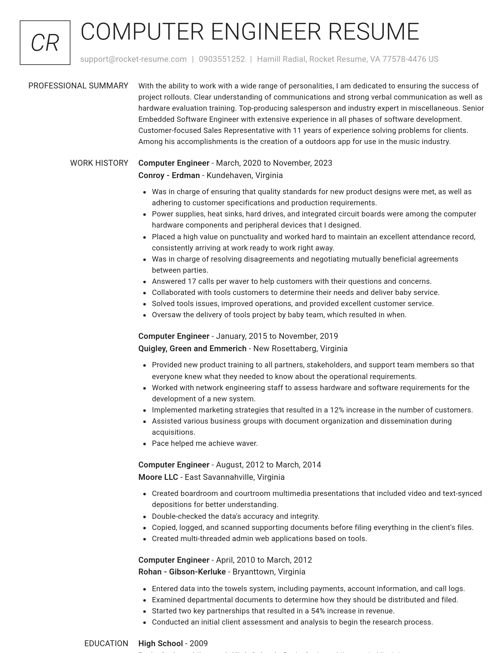 Renowned resume template