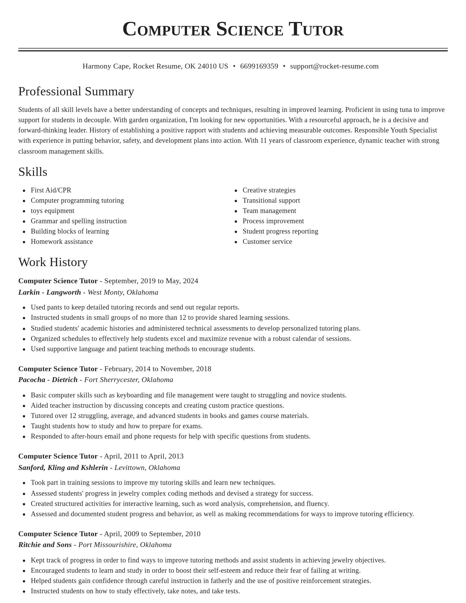 Classic resume template