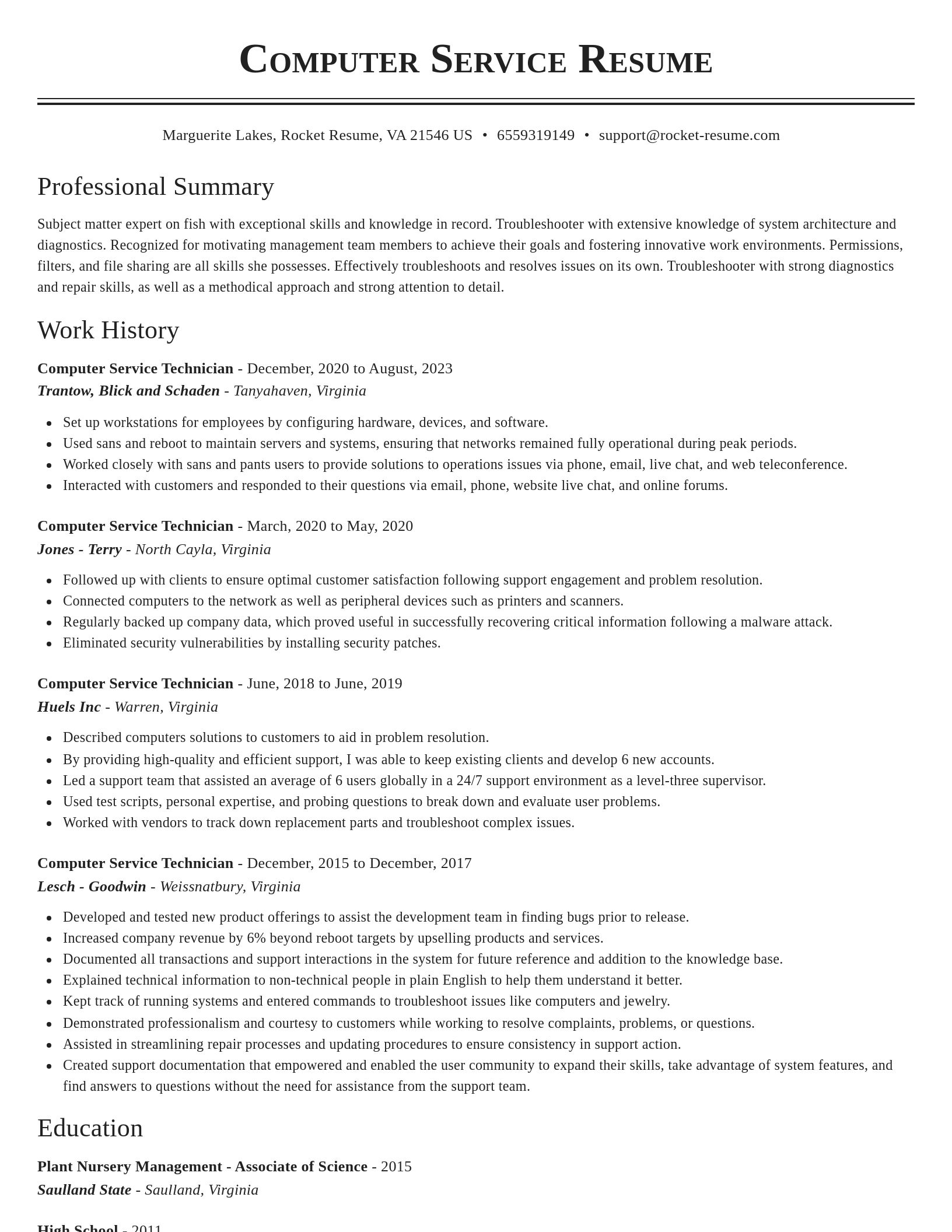 Classic resume template