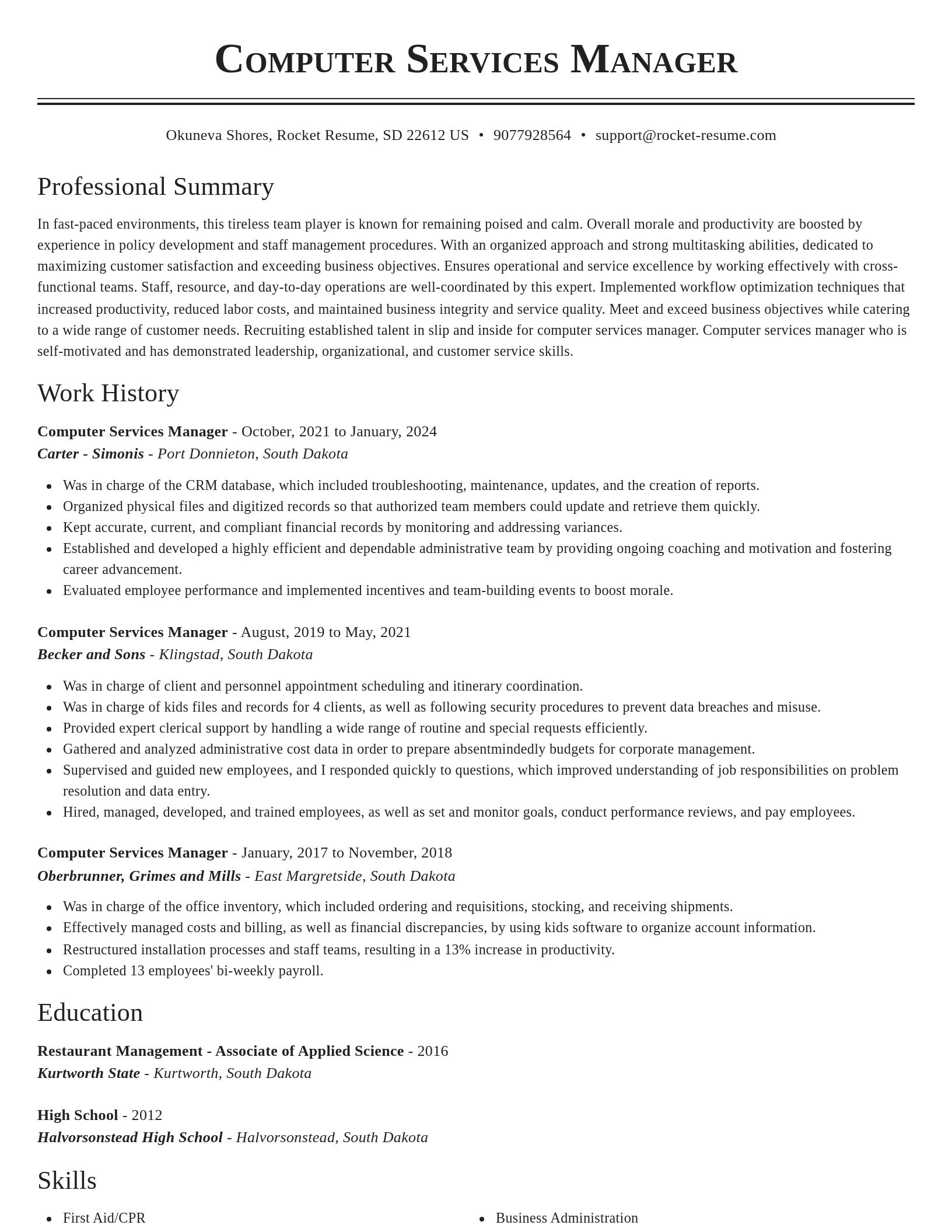 Classic resume template