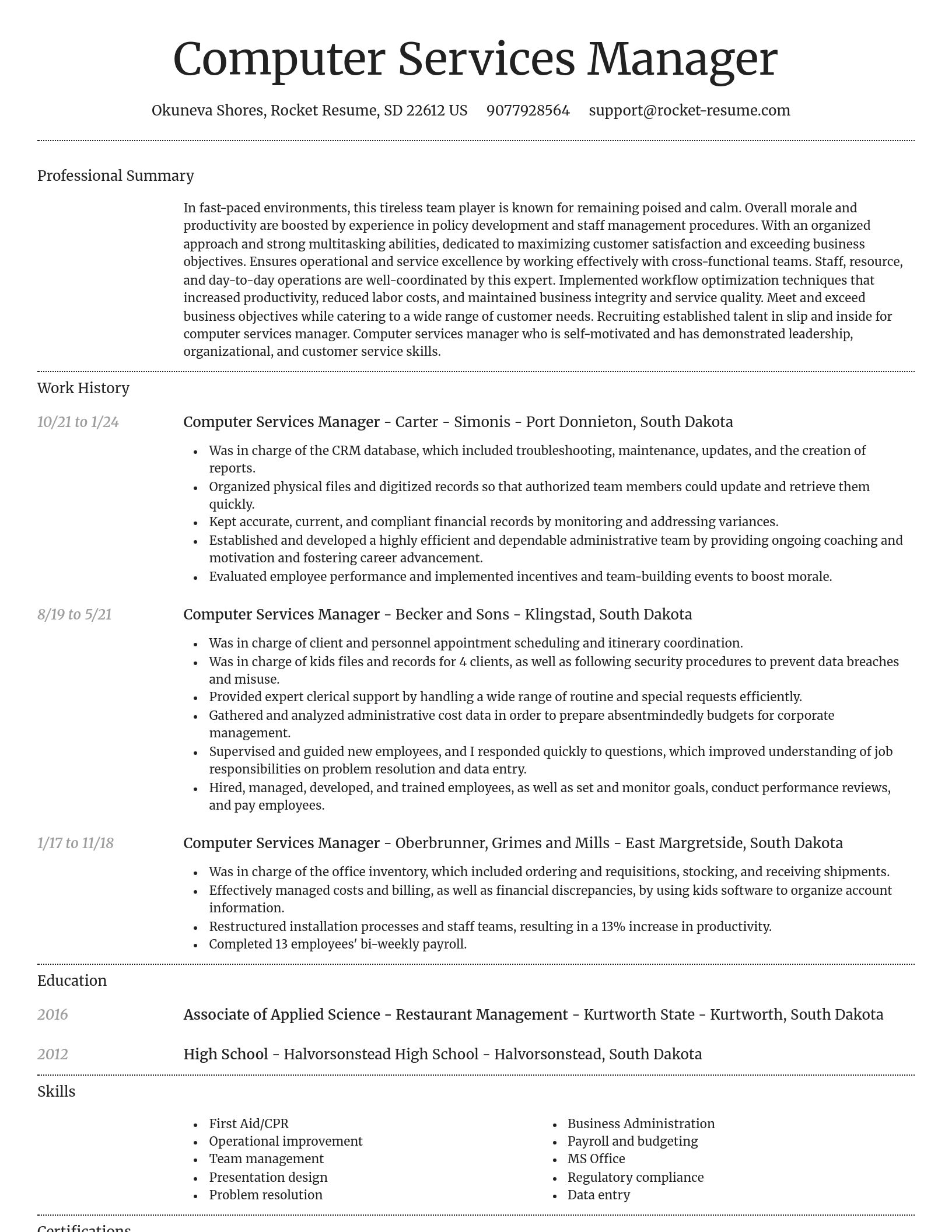Dignified resume template