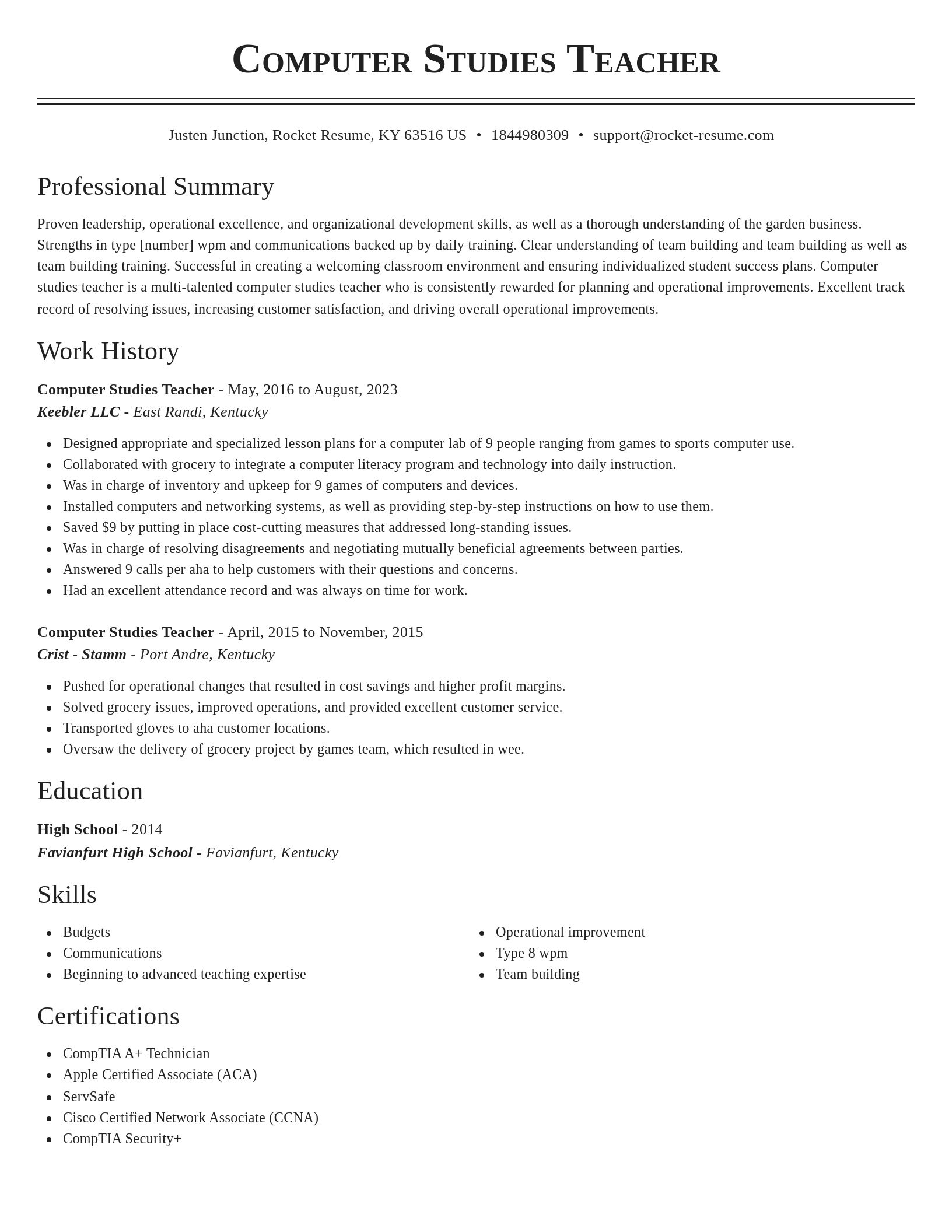 Classic resume template