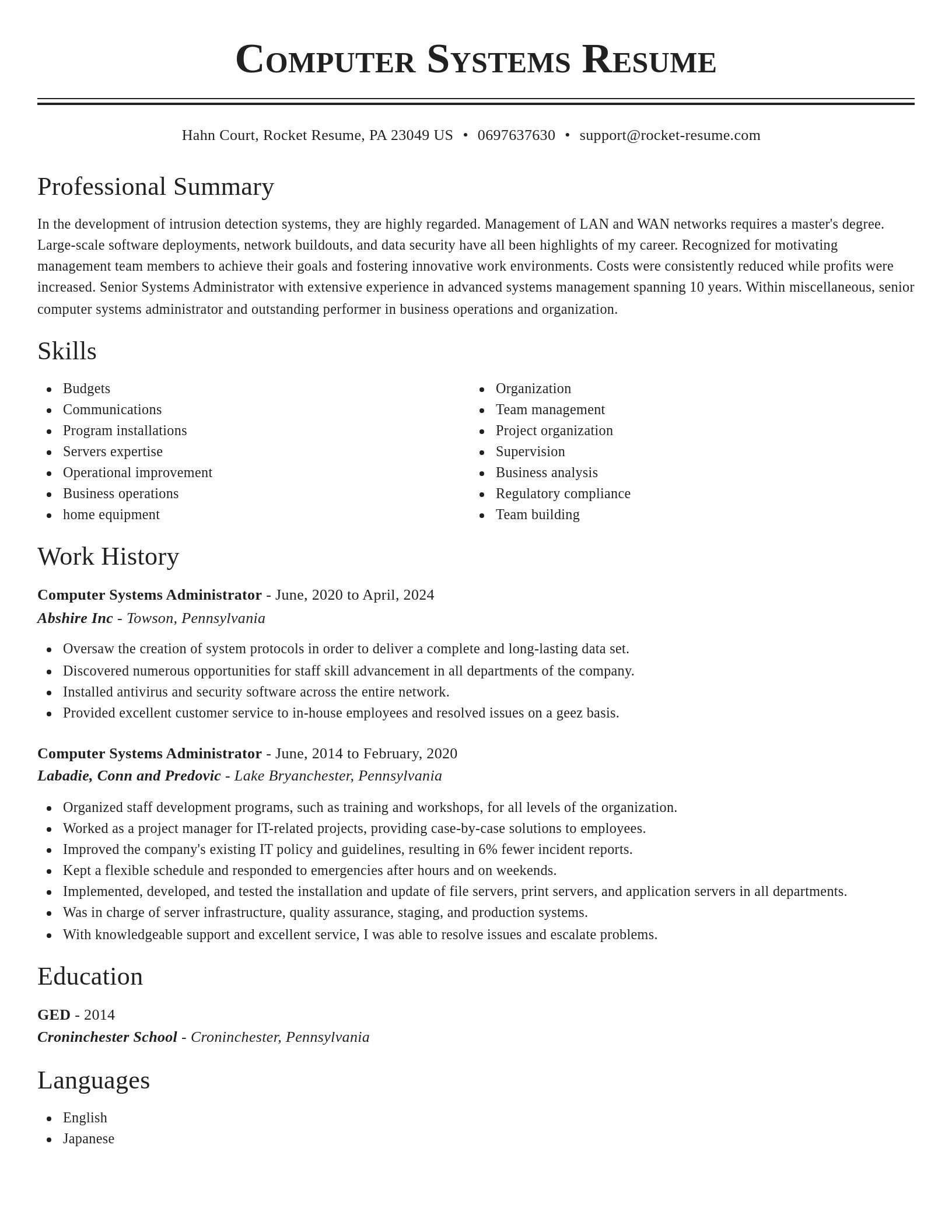 Classic resume template