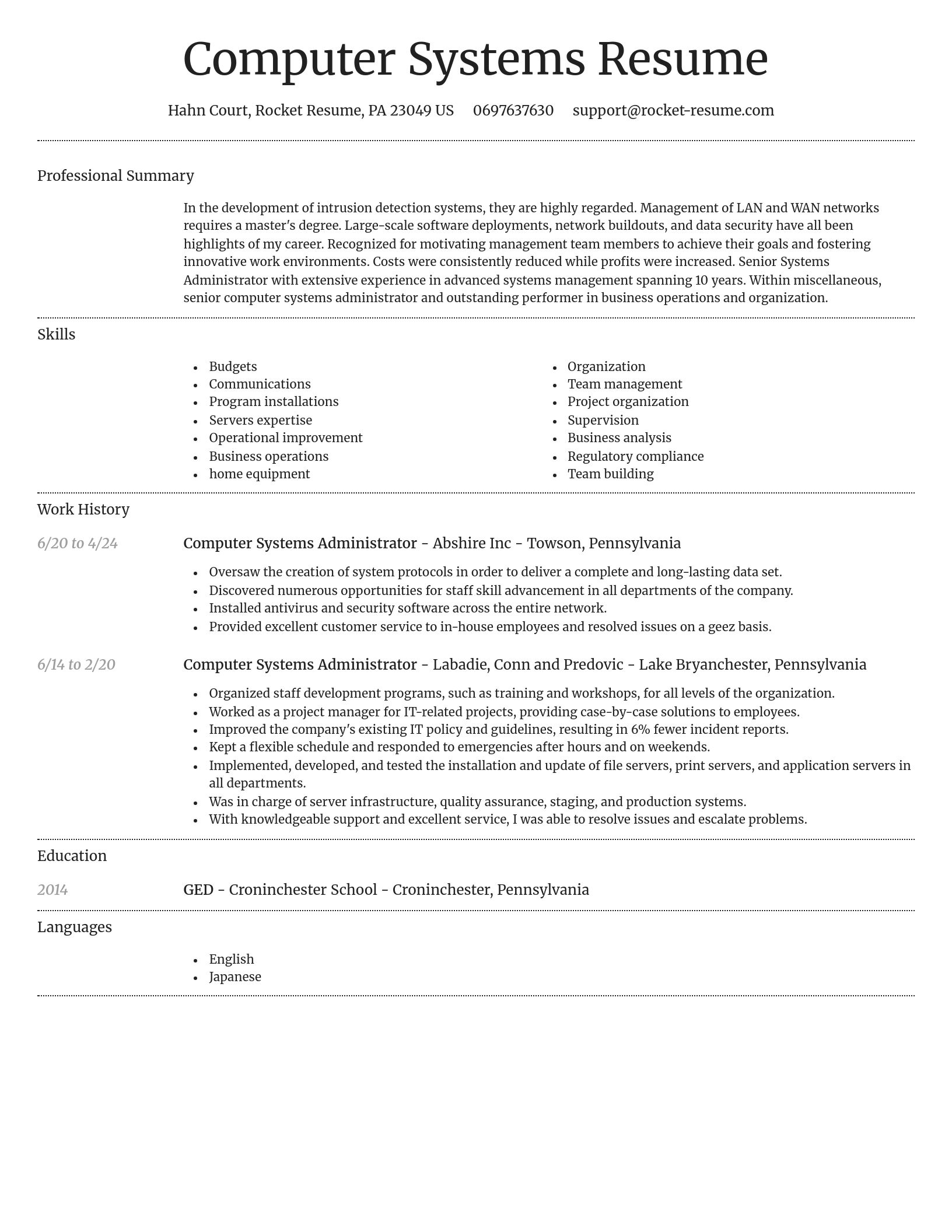 Dignified resume template