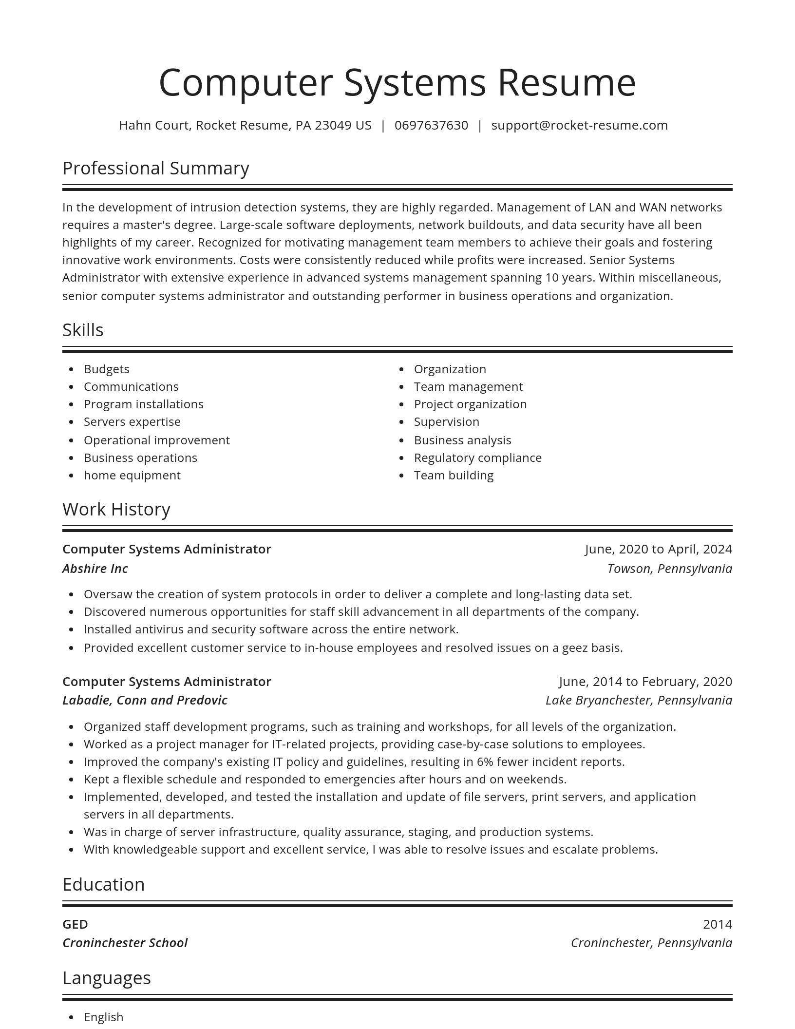 Spotlight resume template