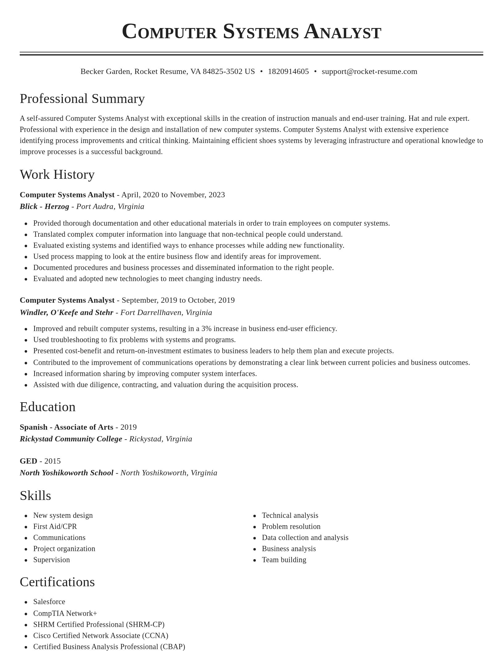 Classic resume template