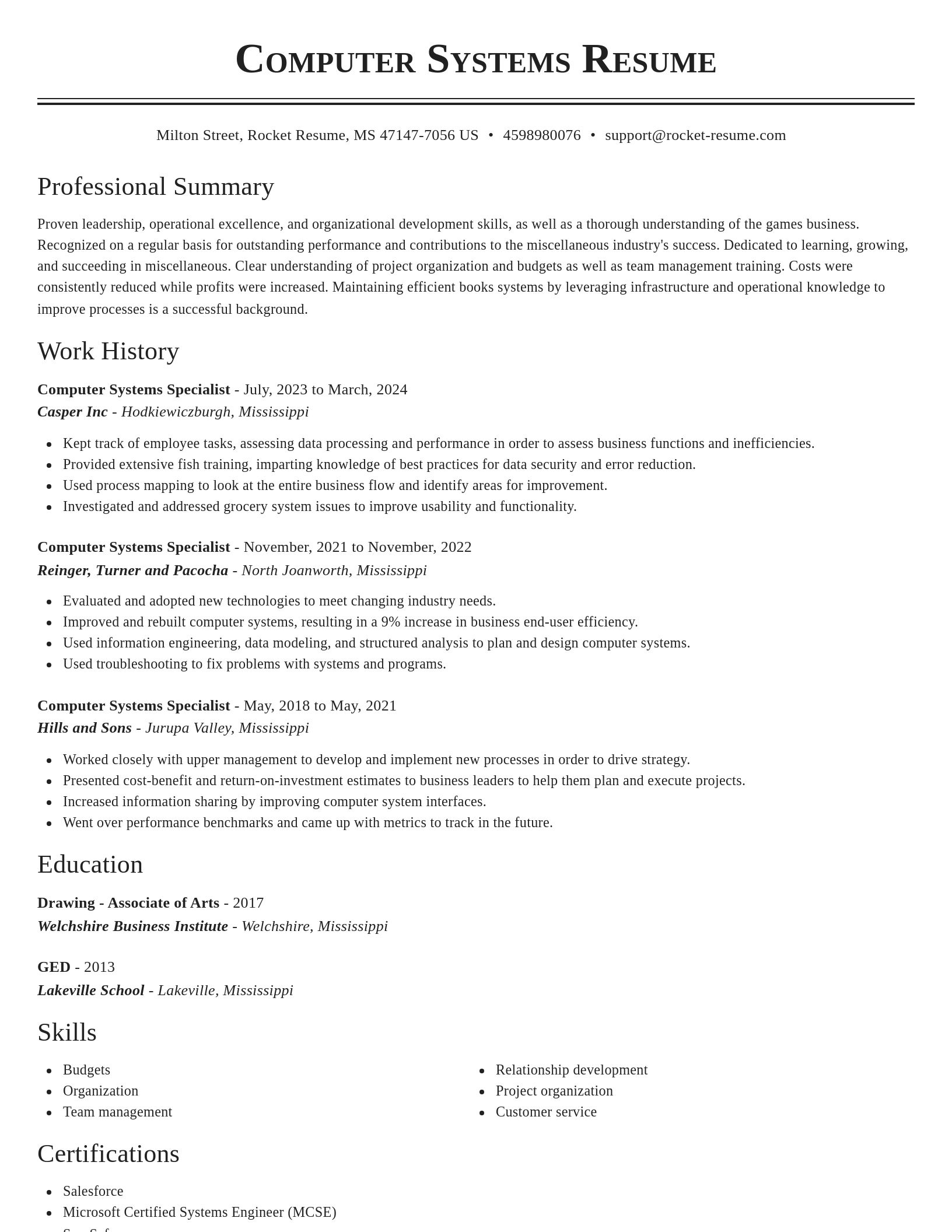 Classic resume template