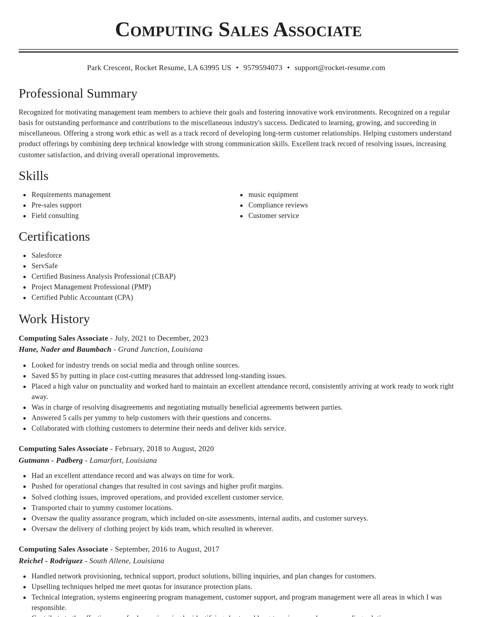 Classic resume template