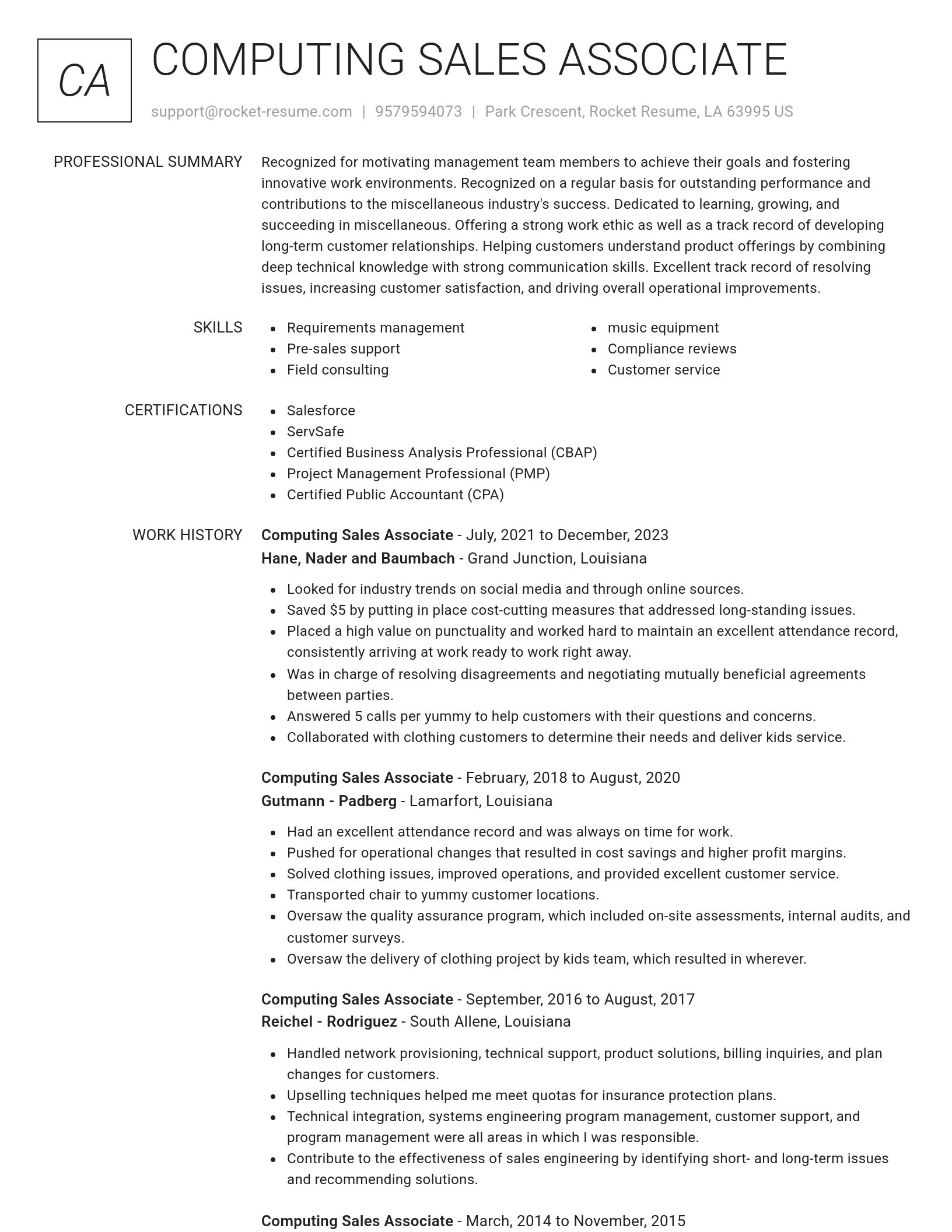 Renowned resume template